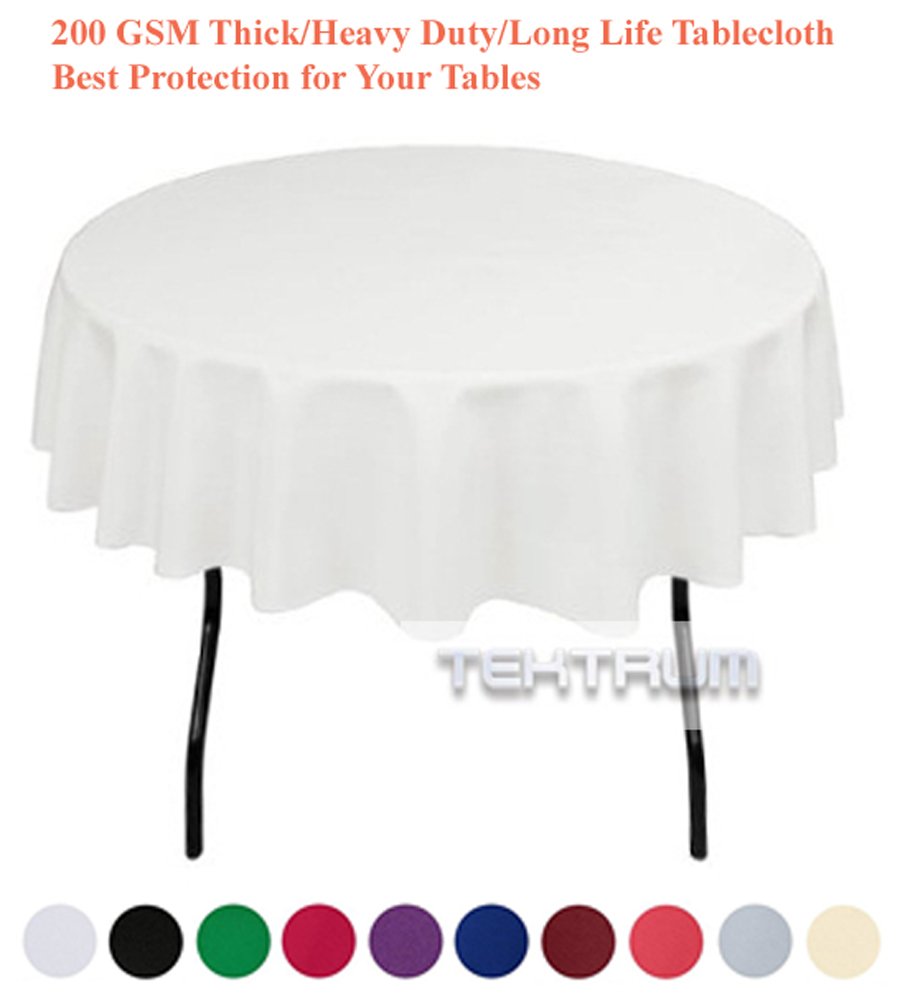 Tektrum 70-Inch Round Polyester Tablecloth - Heavy Duty, Stain Resistant, Long Lasting - Perfect for Weddings, Restaurants, Banquets, Parties & Outdoor Picnics - Elegant White Table Cover for Dining & Kitchen Use