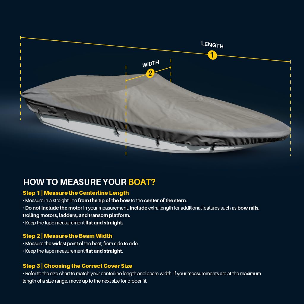 Premium Universal Boat Cover - Waterproof Marine-Grade Protection for 14'-16' Length & 90