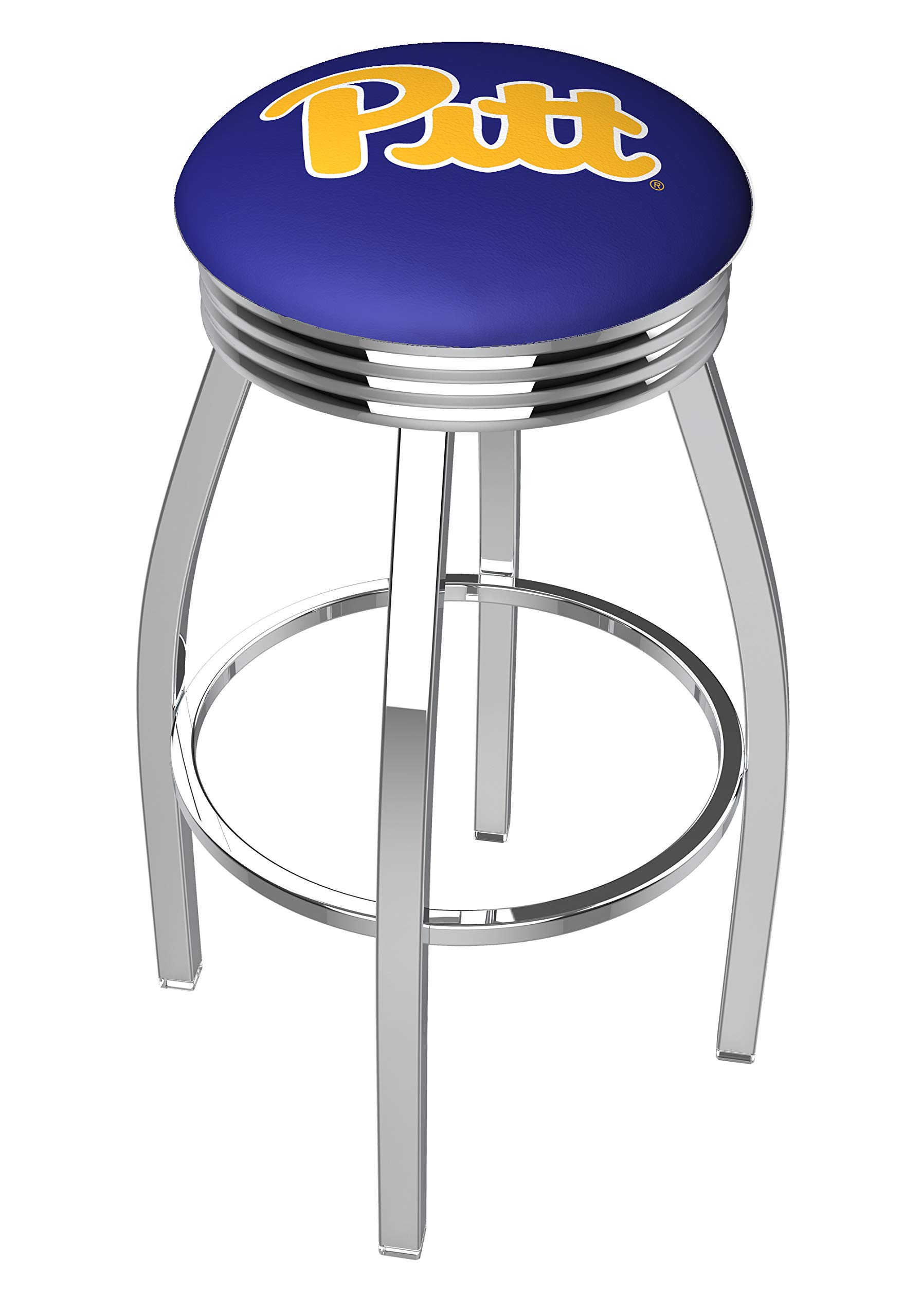 Holland Collegiate 30 Inch Chrome Bar Stool with Ribbed Accent Ring - Perfect for Kitchen Islands, Home Bars & Modern Dining Areas