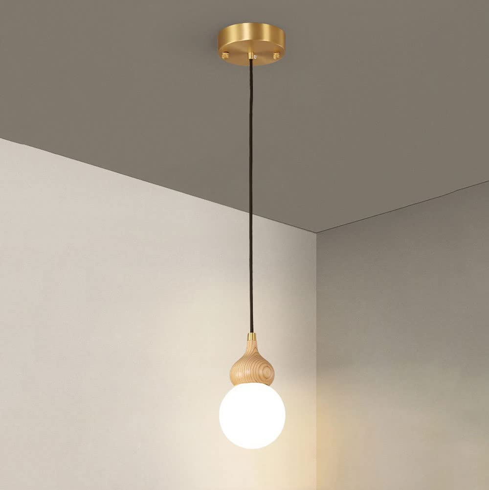 ISSURIA 2022 LED Creative Gourd Small Chandelier - Modern Ash Wood Pendant Light, Minimalist Hanging Lamp for Living Room, Bedroom, Cafe, Bar (Home Decor, Bedside Lighting, Corridor Illumination)