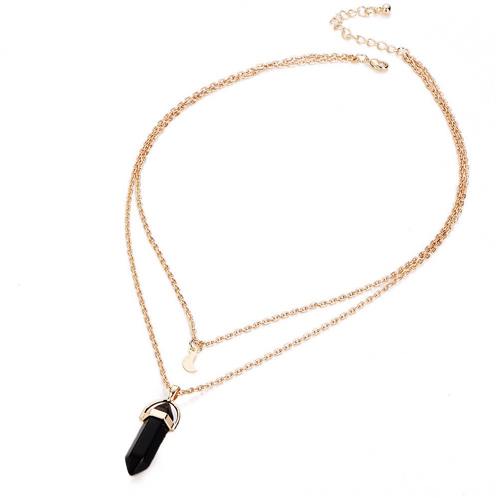 Elegant Layering Crystal Pendant Necklace for Women - Opal Multilayer Chain Choker, Trendy Jewelry Gift for Wedding, Girlfriend, Birthday (Black, One Size) | Perfect for Date Night, Party & Special Occasions