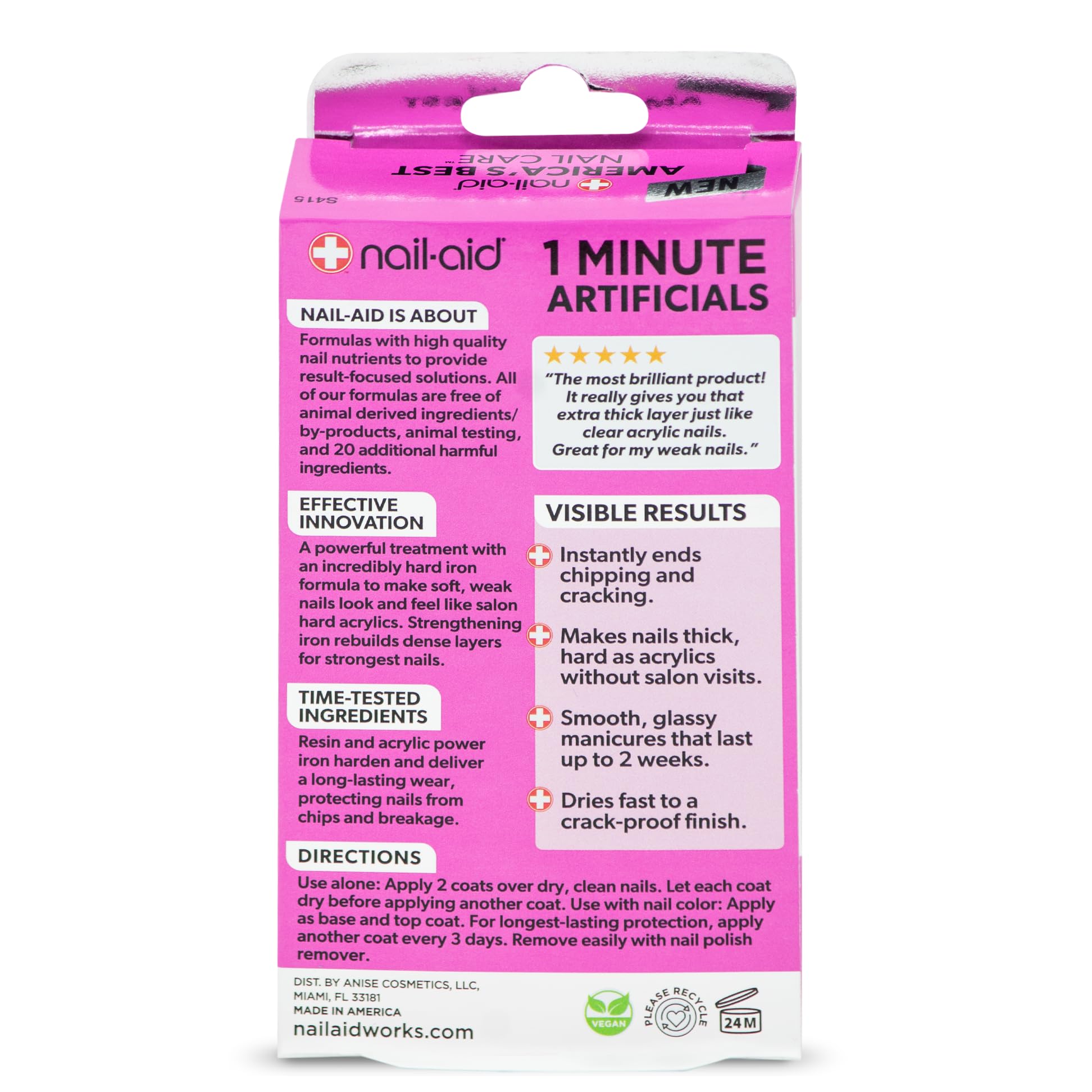 Nail-Aid 1 Minute Artificials - Fast-Acting Nail Treatment for Stronger Nails, Clear Formula, 0.55 Fl Oz | Perfect for Salon-Quality Manicures at Home