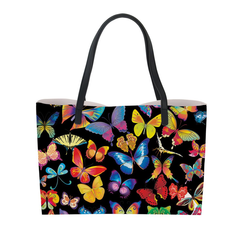 Stylish Butterfly Print Large Tote Bag for Women - Fashionable Spacious Shoulder Bag for Travel, Beach, Shopping & Daily Use