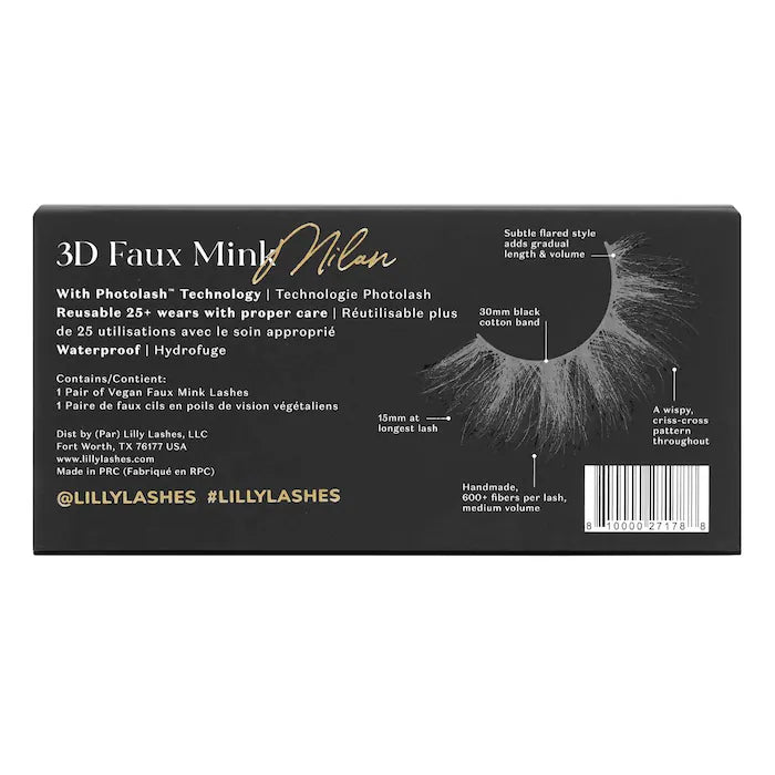 3D Faux Mink Reusable False Eyelashes - Natural Looking Fake Lashes for Daily Wear & Special Occasions - Lilly Lashes for Eye Makeup Enhancement