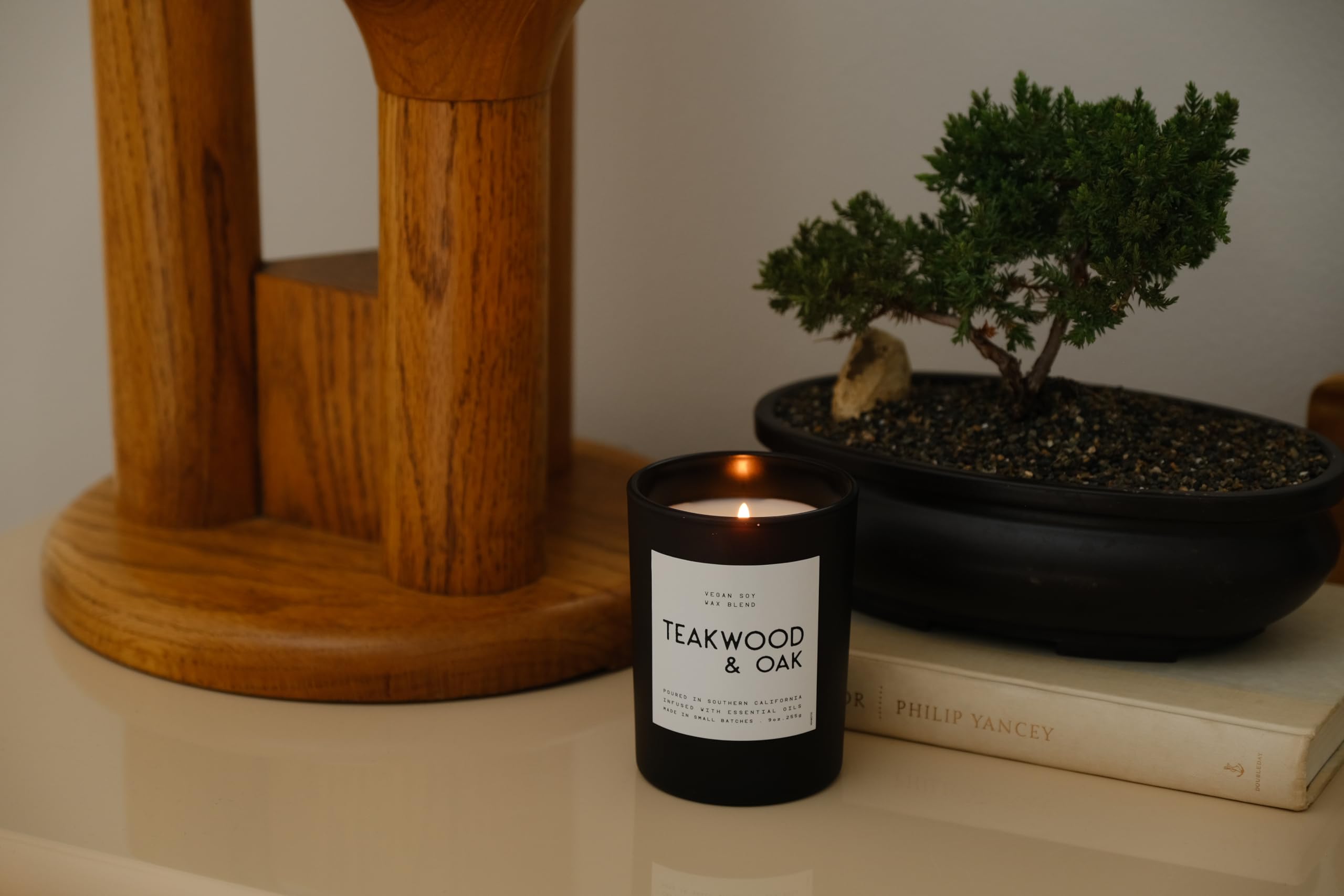 Leoben Co | Teakwood & Oak Scented Candles for Men | Small Batch Soy Wax with Natural Essential Oils | 40-Hour Burn Time | Vegan, Masculine Aromas | Perfect for Home Office, Man Cave & Gifts