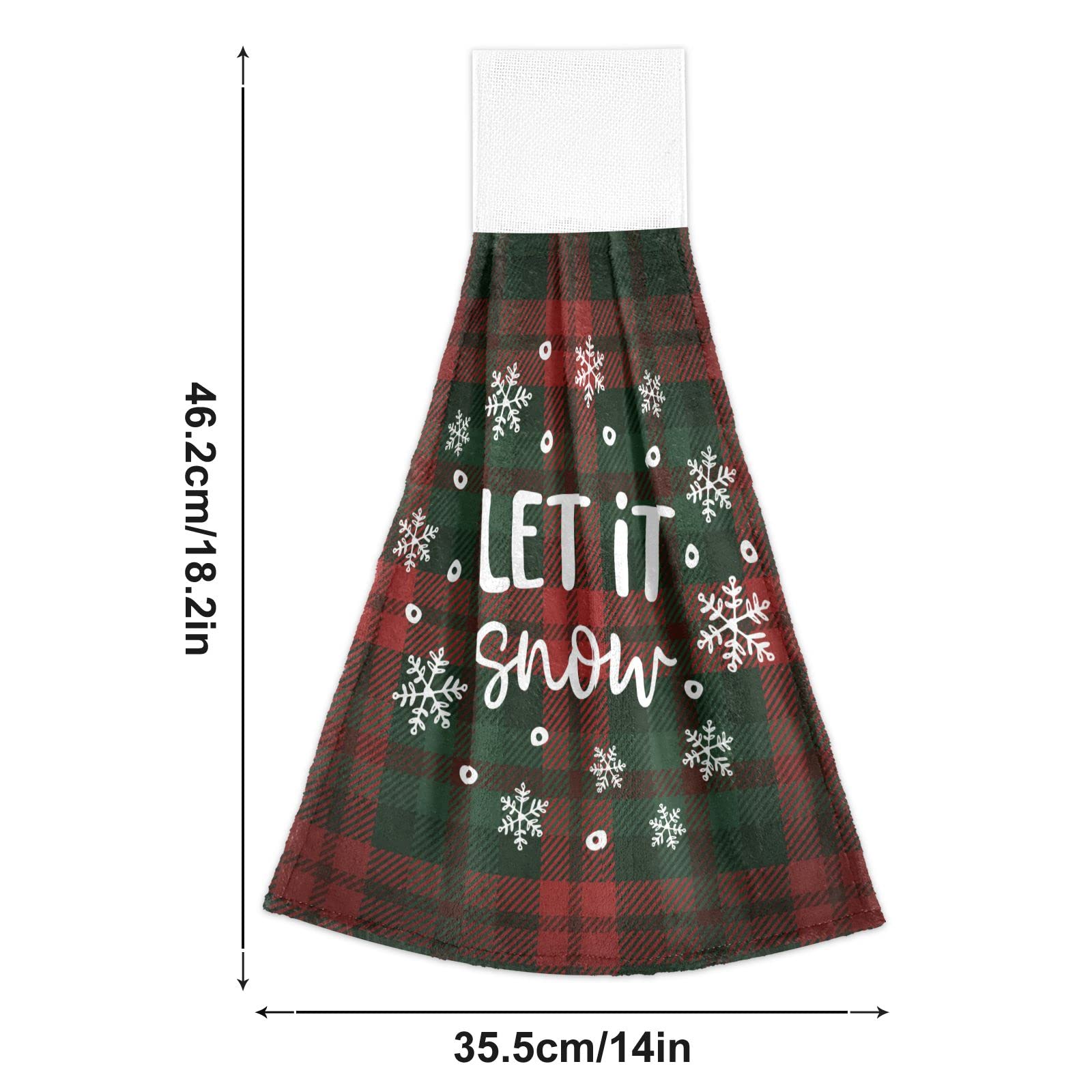 Let It Snow Christmas Hanging Kitchen Towels - 2PCS Buffalo Falling Snowflakes Oven Tie Towel Set, Absorbent Guest Hand Towels for Kitchen & Bathroom Decor - Perfect for Holiday Hosting, Dish Drying & Festive Home Decoration