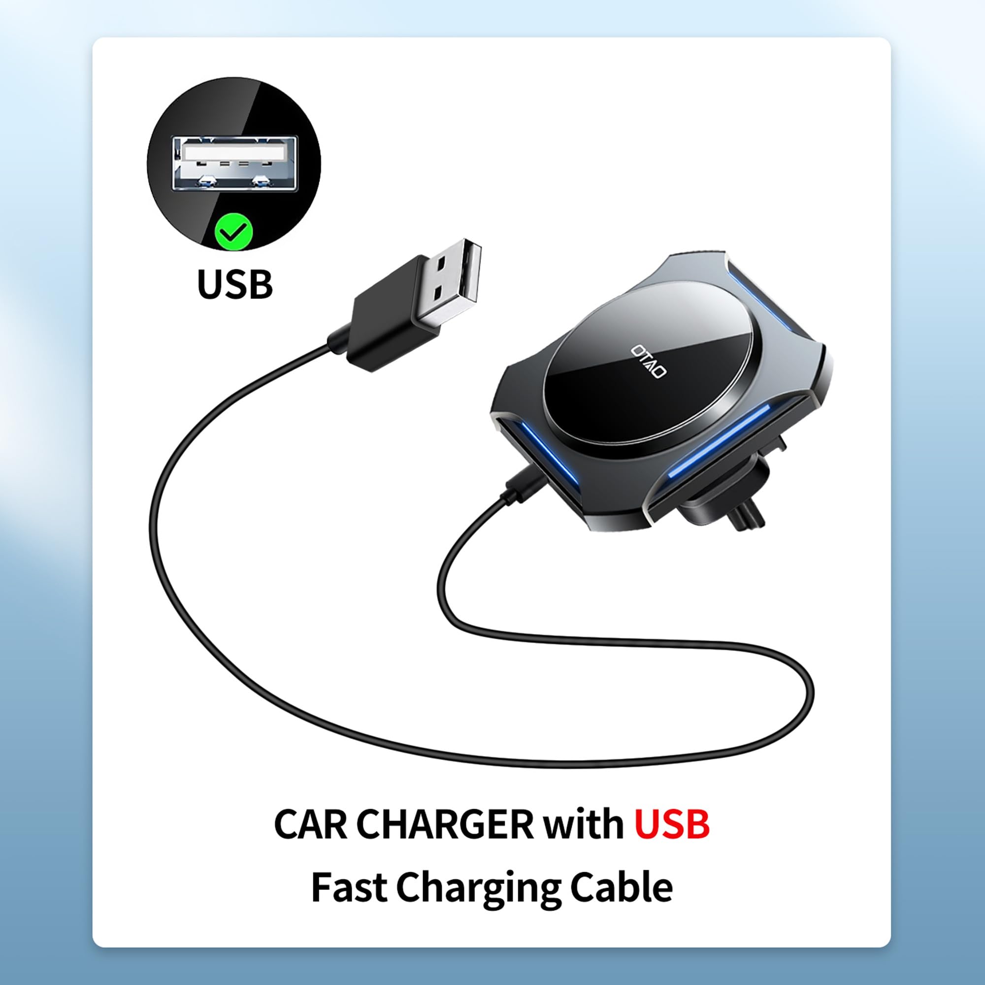 OTAO Magsafe Car Mount Wireless Charger - Fast Charging Magnetic Phone Holder for iPhone 15/14/13/12 Pro Max - Air Vent & Dashboard Car Accessories - Perfect for Commuting & Road Trips