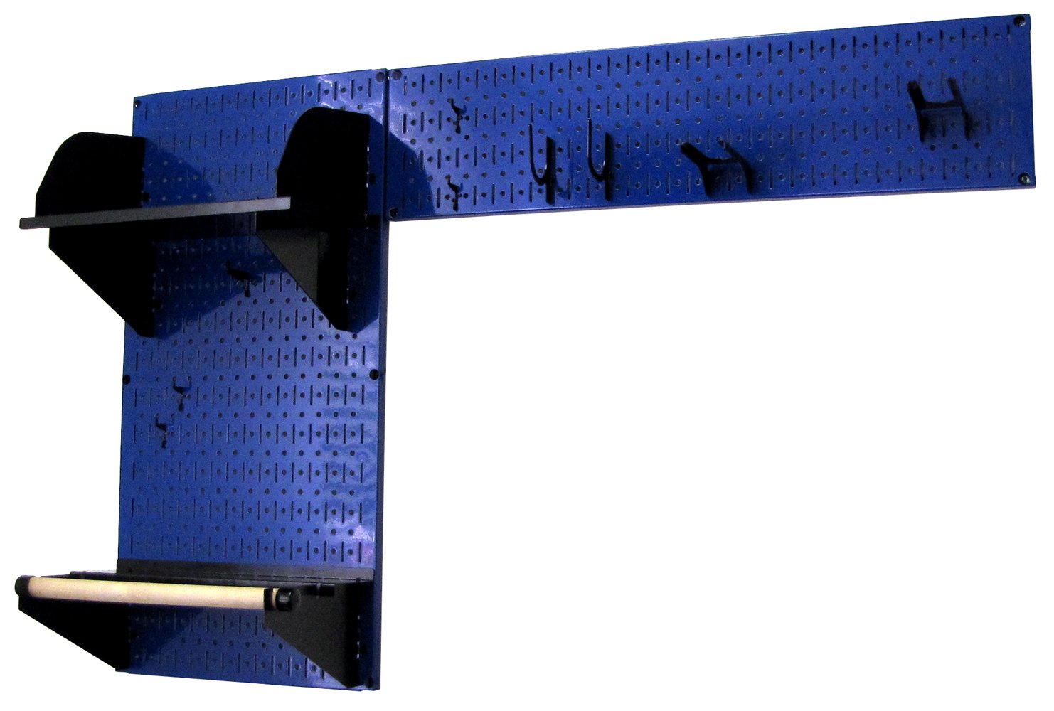 Wall Control Pegboard Garden Tool Organizer Kit - Heavy Duty Metal Pegboard Panel with Hooks & Accessories for Garage, Shed & Workshop Storage (Blue Pegboard & Black Accessories) - Perfect for Organizing Gardening Tools, DIY Supplies & Home Improvement Equipment