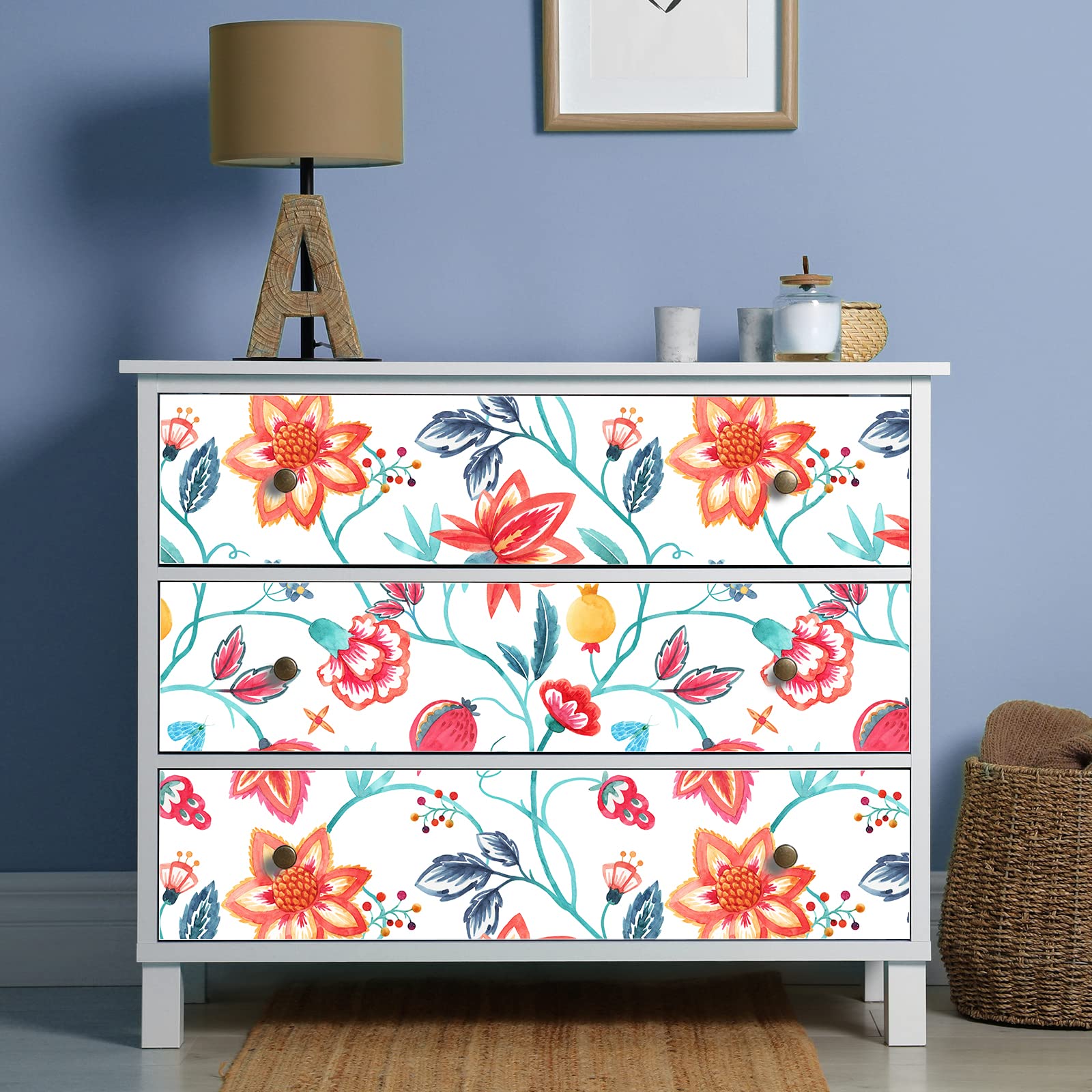 VaryStyle Orange Red Floral Peel and Stick Wallpaper - 17.7