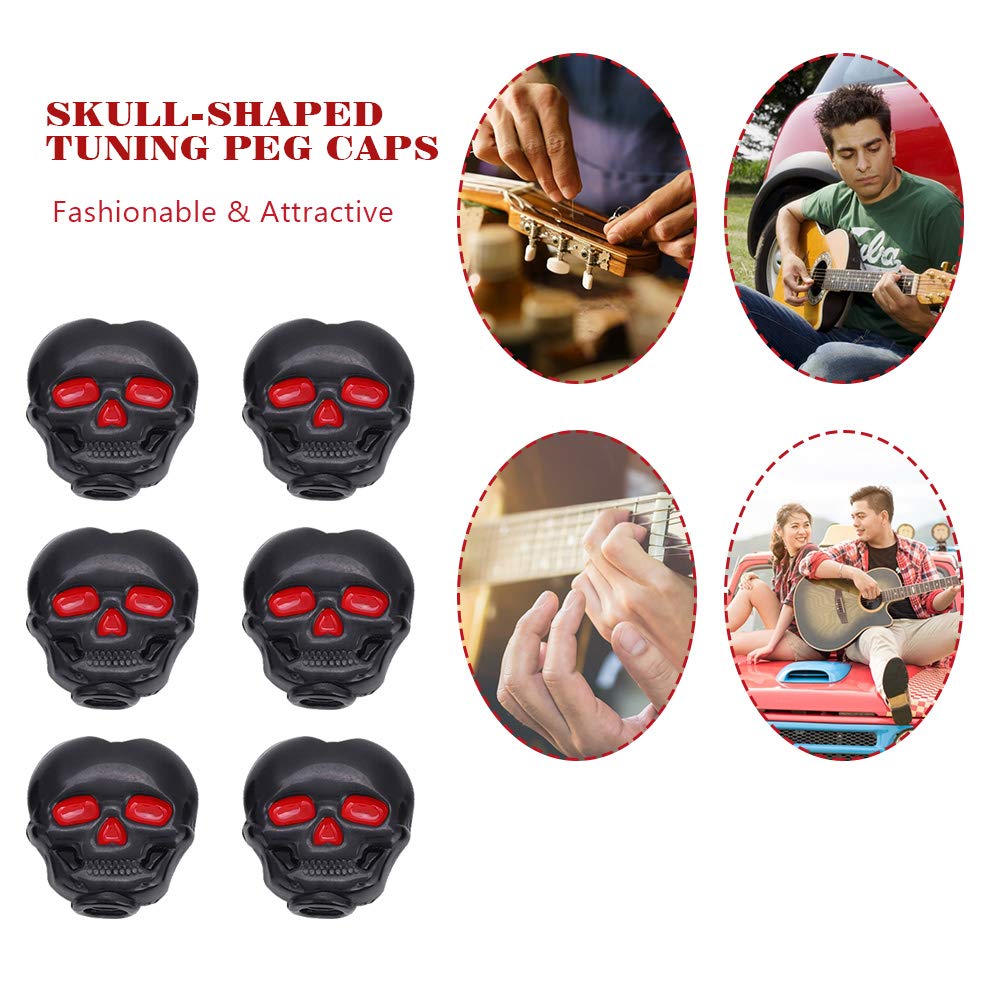 6-Piece Plastic Tuning Peg Caps - Replacement Key Button Heads for Acoustic, Electric & Folk Guitars - Perfect for Guitar Maintenance & Protection