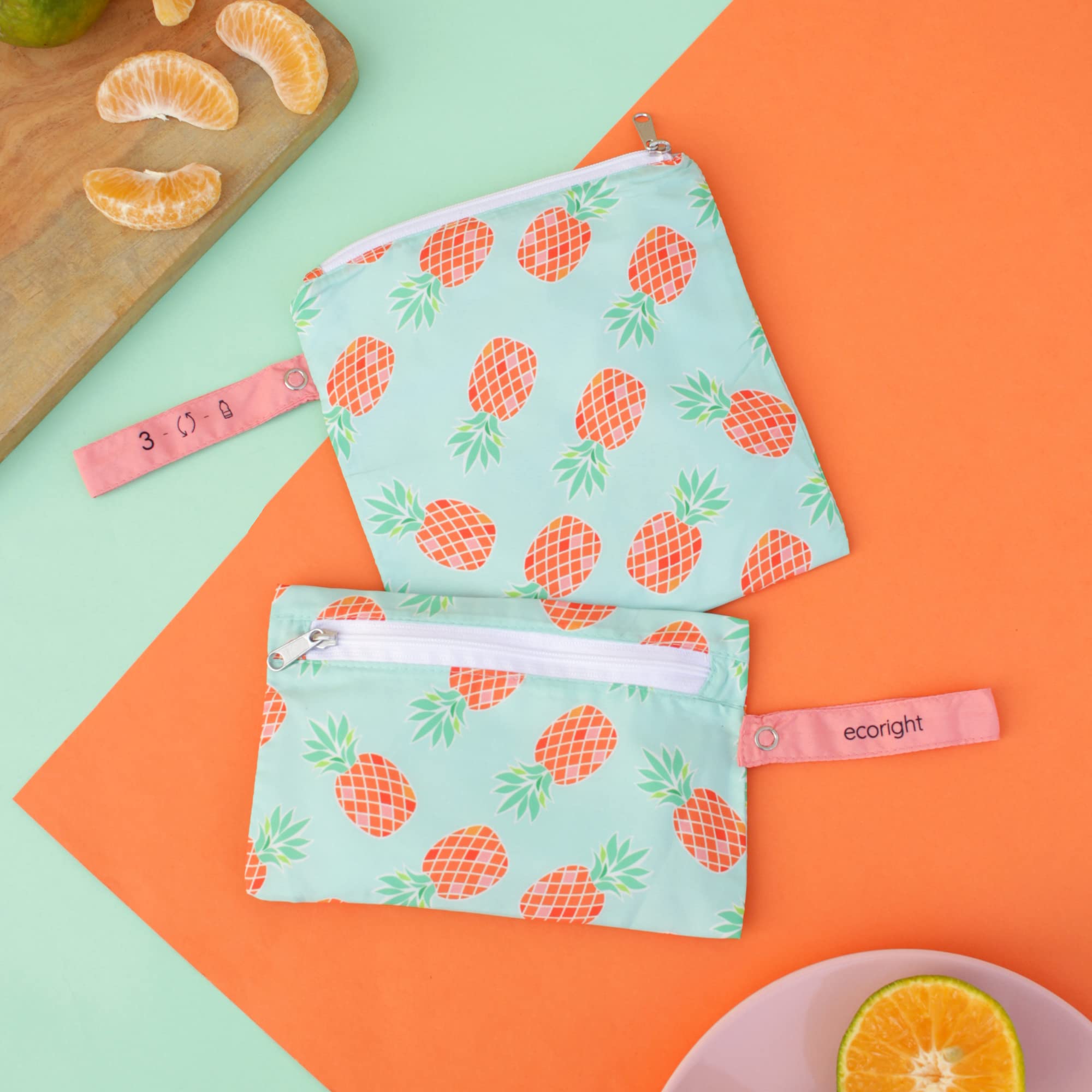 EcoRight 100% Recycled Reusable Sandwich Bags & Snack Bags - BPA Free Food Safe Storage - Set of 2 - Perfect for School Lunches, Picnics & Meal Prep