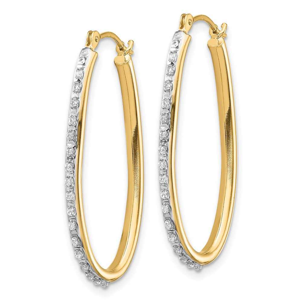 Gold Diamond Oval Twist Hoop Earrings DF111 - Elegant Dangle Earrings for Women, Perfect for Parties, Weddings & Special Occasions