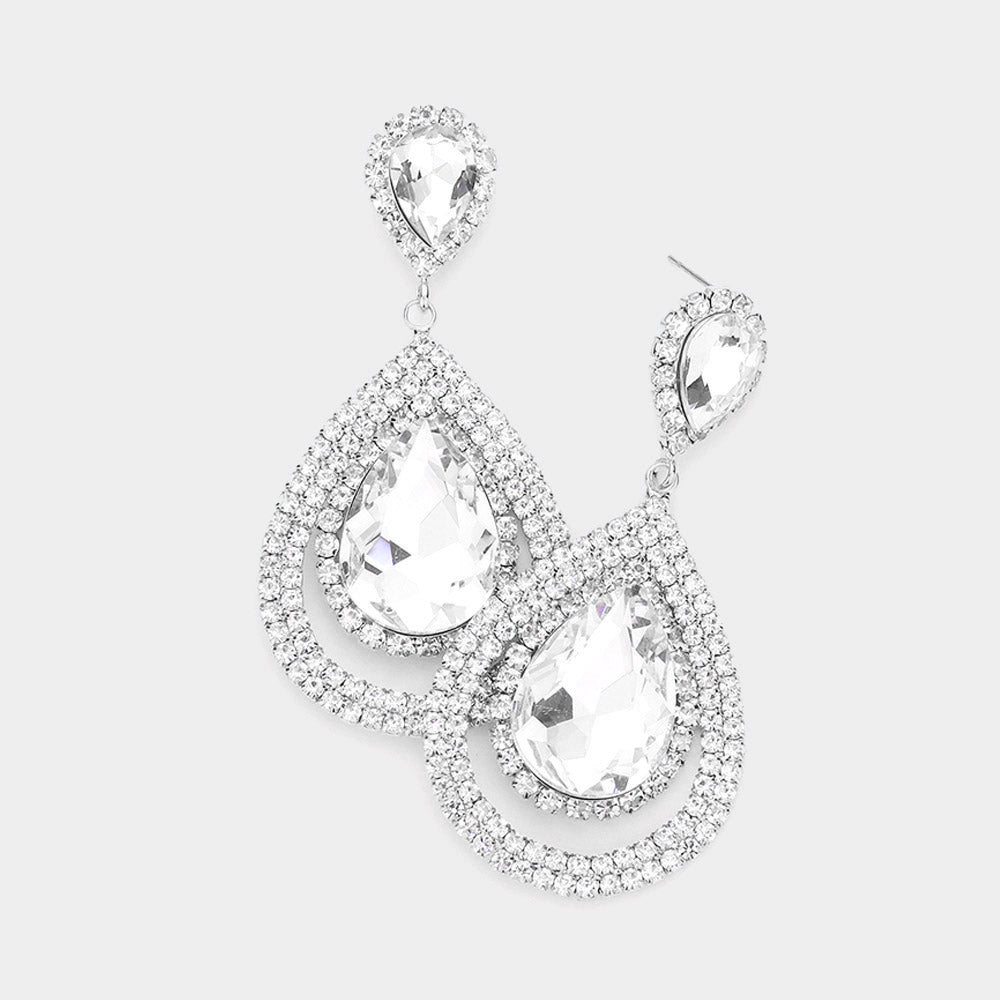Sparkling Clear Crystal Teardrop Rhinestone Dangle Earrings for Women | Elegant Pageant Jewelry | Perfect for Weddings, Prom & Special Occasions