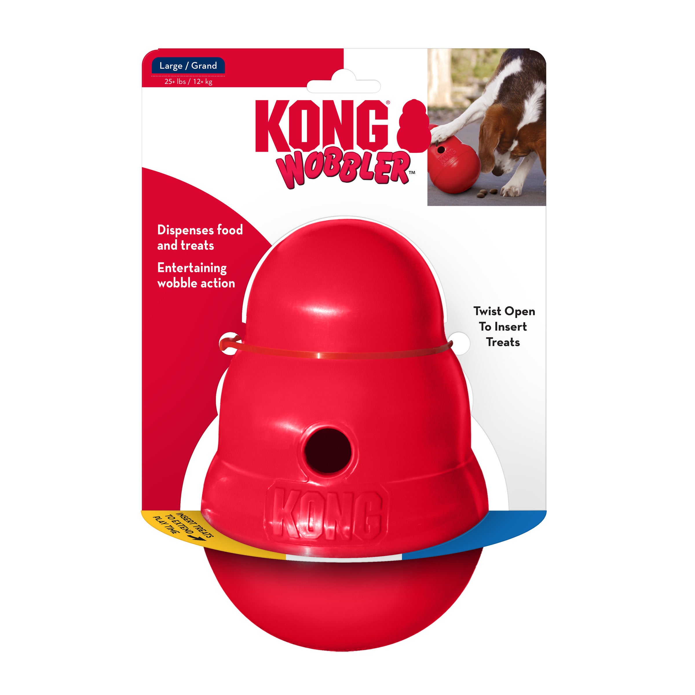 KONG Wobbler Dog Toy - Interactive Treat Dispenser & Food Puzzle for Dogs - Perfect for Mental Stimulation & Slow Feeding at Home or Outdoors