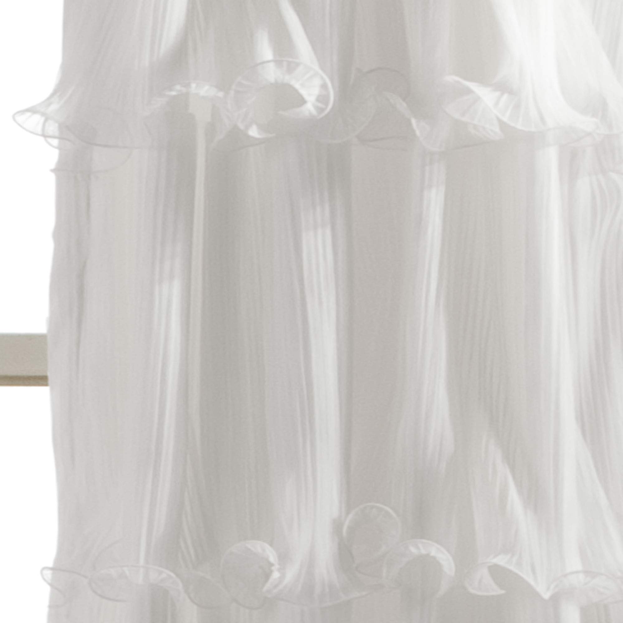 Lush Decor Nerina Sheer Ruffled Textured Curtain Panel - 84x54 Inches, White - Perfect for Living Room, Dining Room, and Bedroom Windows