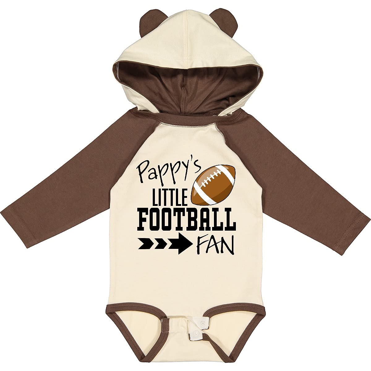 Inktastic Pappy's Little Football Fan Baby Long Sleeve Bodysuit - Soft Cotton Onesie for Newborns & Infants - Perfect for Game Day, Family Photos & Football Season Outfits