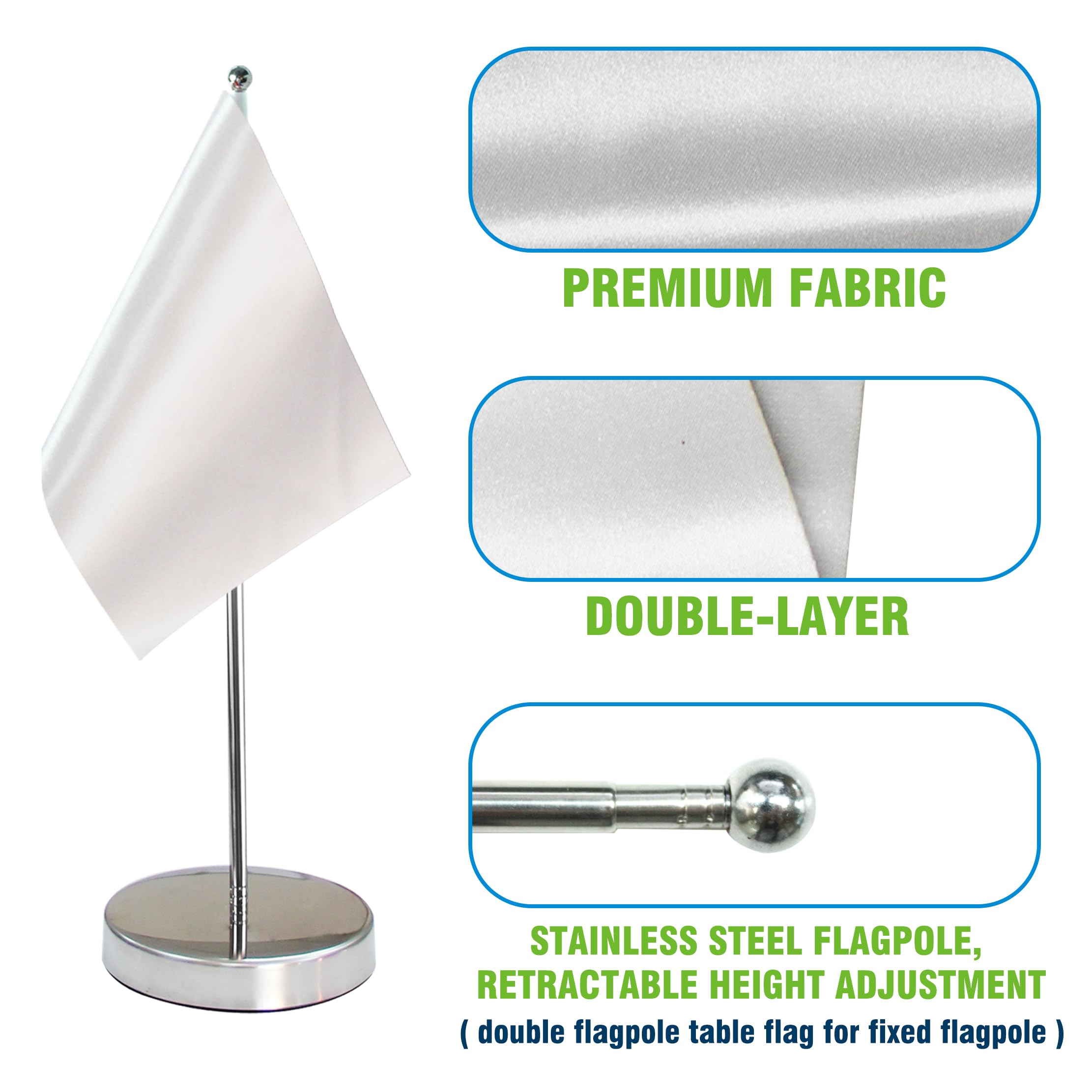 Custom Printed Table Flags with Logo - Double Flagpole & Stainless Steel Base for Trade Shows, Business Meetings, Office Decor - Perfect for Branding, Events and Desk Display