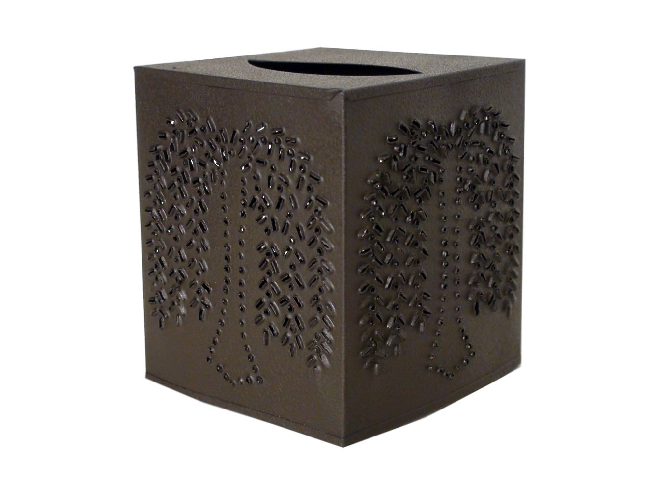 Rustic Brown Punched Willow Tissue Box Cover - Decorative Tissue Box Holder for Home, Office & Bathroom - Stylish Storage Solution for Tissues