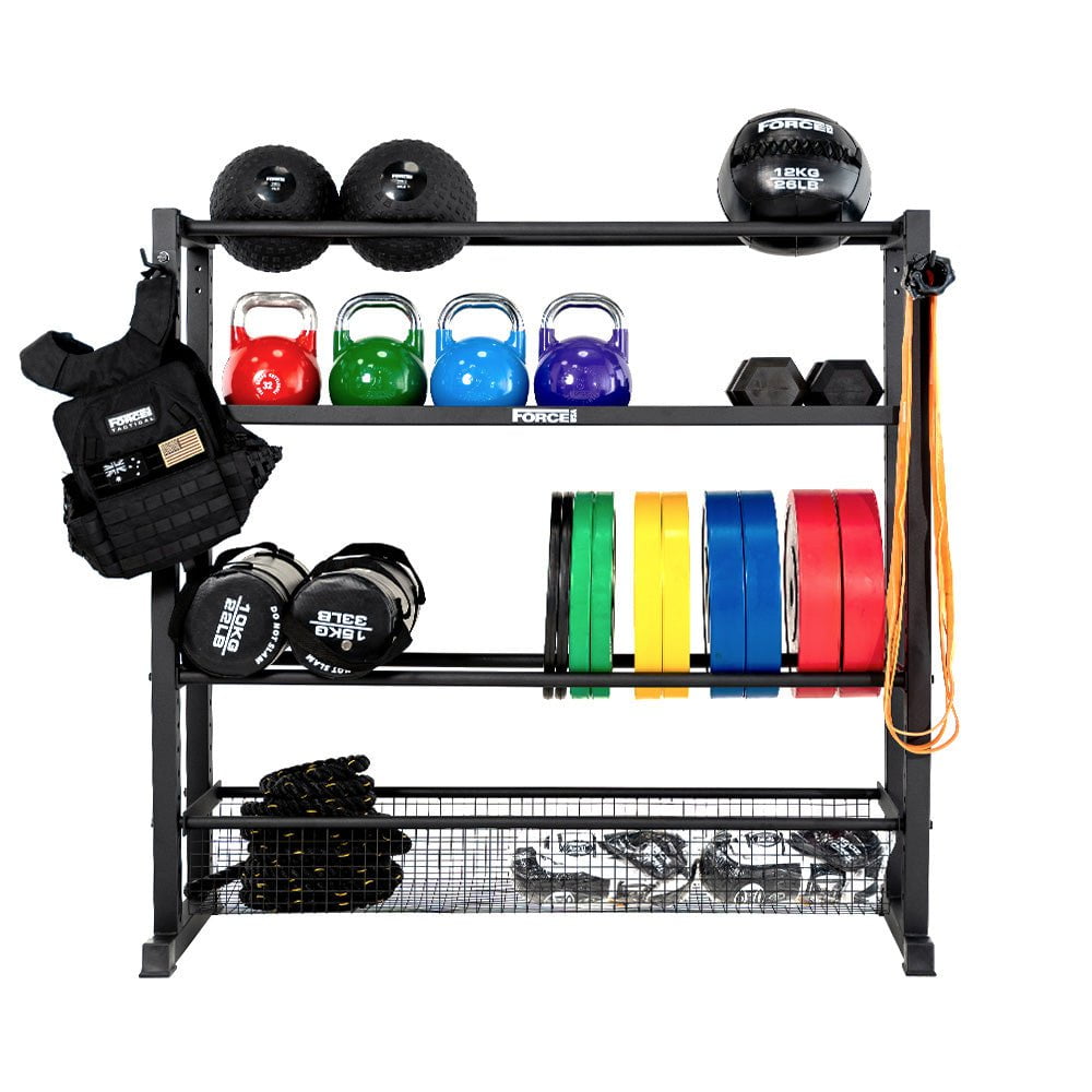 Force USA Heavy Duty Functional Storage Rack for Home Gym Equipment - Perfect for Dumbbells, Kettlebells & Weight Plates Organization