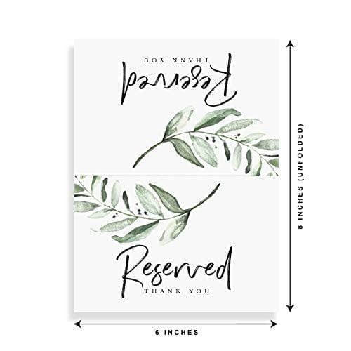 Bliss Collections Reserved Signs - Pack of 10 Rustic Greenery Table Cards for Weddings, Receptions & Events | 4x6 Table Place Cards Matches Any Centerpiece or Theme | Perfect for Wedding Decor, Bridal Showers & Party Decorations | Made in USA