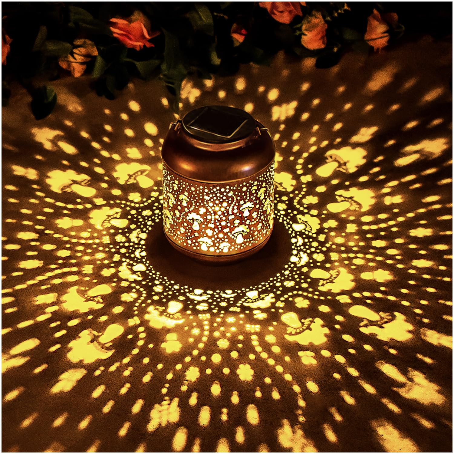 Solar Powered Mushroom Lanterns - Waterproof Outdoor Hanging Lights for Garden, Patio, Lawn & Yard Decor | Decorative Metal LED Lighting for Women, Men & Mom | Perfect for Landscape Lighting, Pathway Marking & Backyard Ambience
