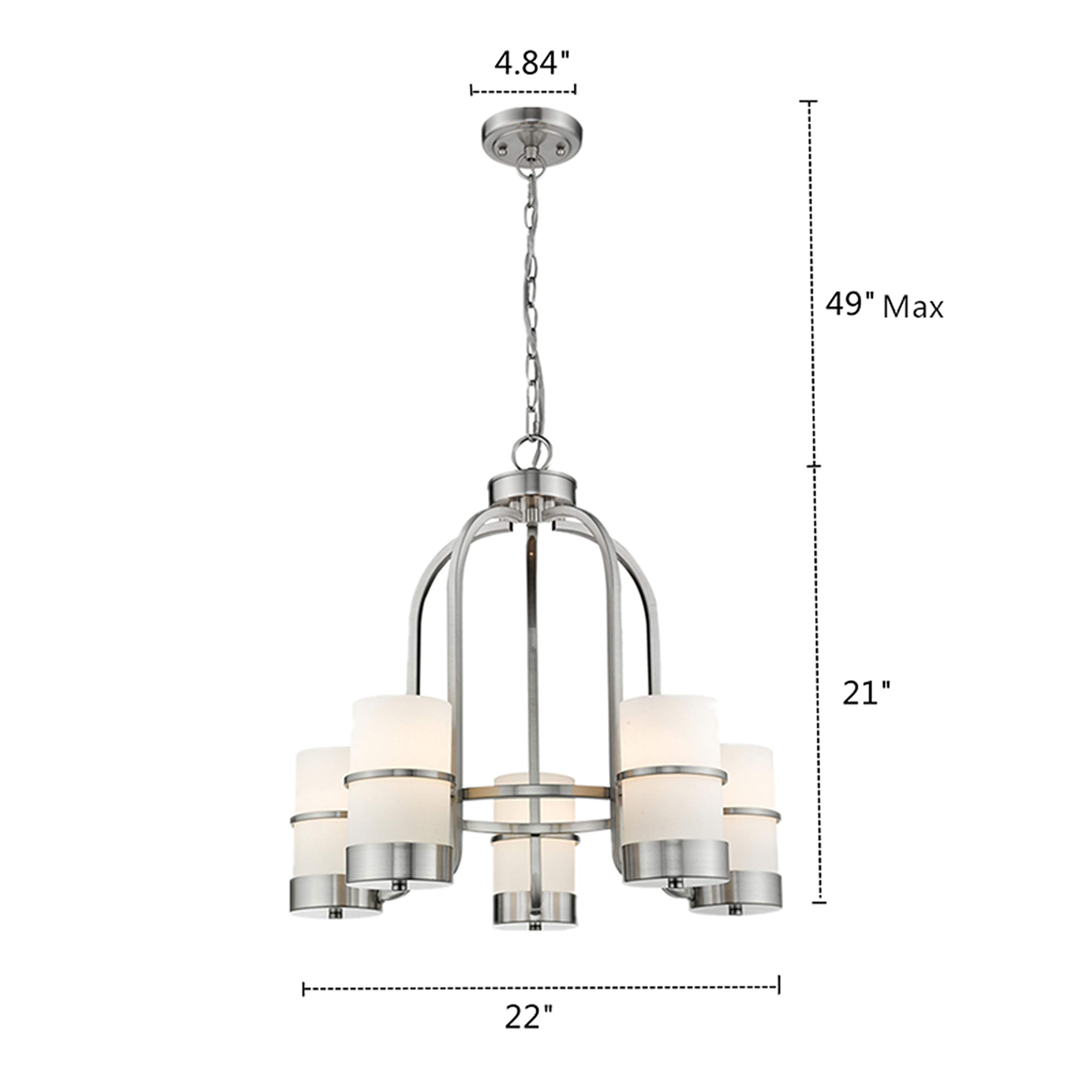 5-Light Brushed Nickel Mini Chandelier - 22
