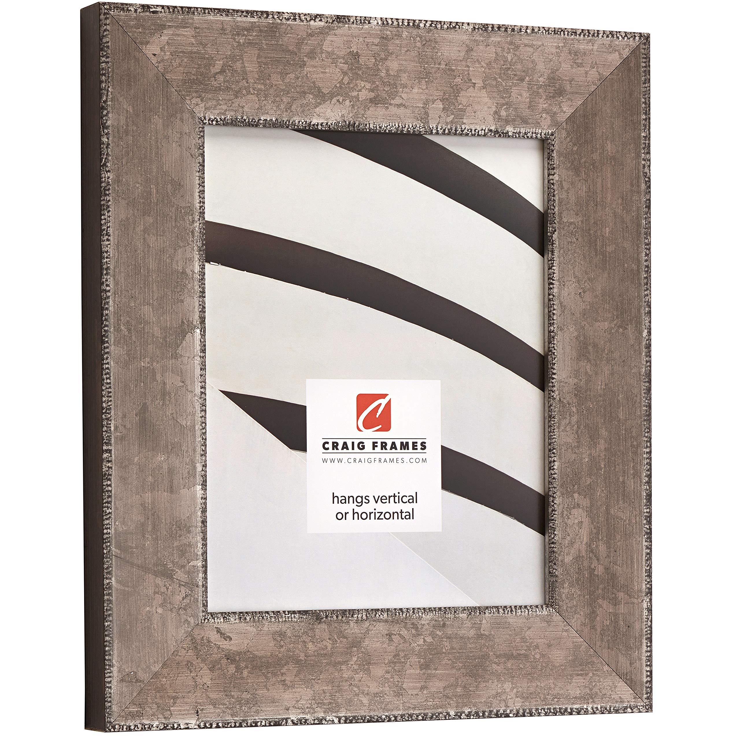 Craig Frames Patina 225 Picture Frame - 18 x 36 Inch Distressed Silver & Black Wood Wall Photo Frame - Perfect for Living Room, Bedroom & Office Decor