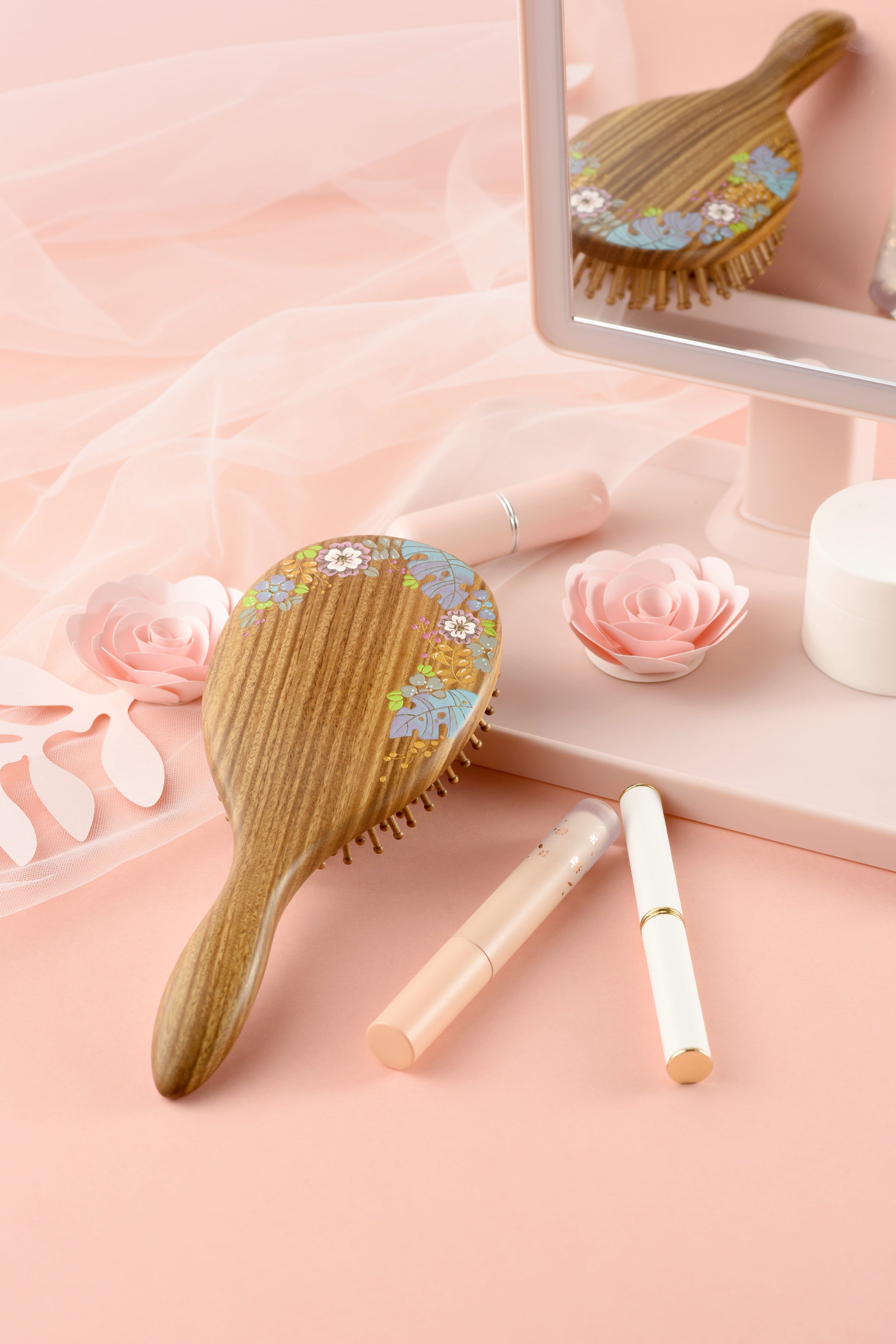 Verawood Cushion Hair Brush - Gentle Detangling & Styling for All Hair Types - Perfect for Home, Salon & Travel Use