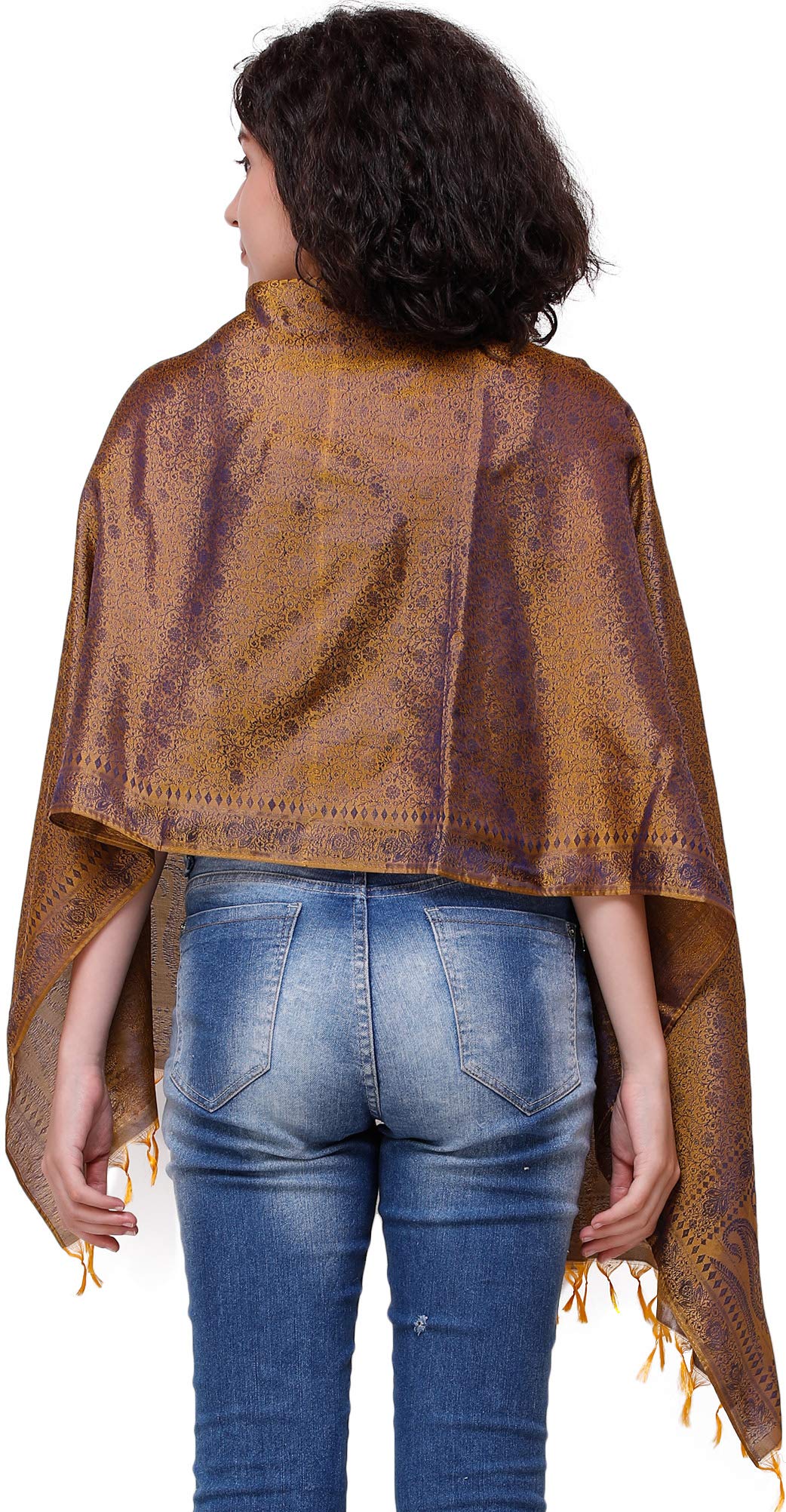 Banarasi Handloom Scarf with All-Over Tanchoi Weave - 100% Pure Silk Shawl for Women | Elegant Fashion Accessory for Parties, Weddings & Special Occasions