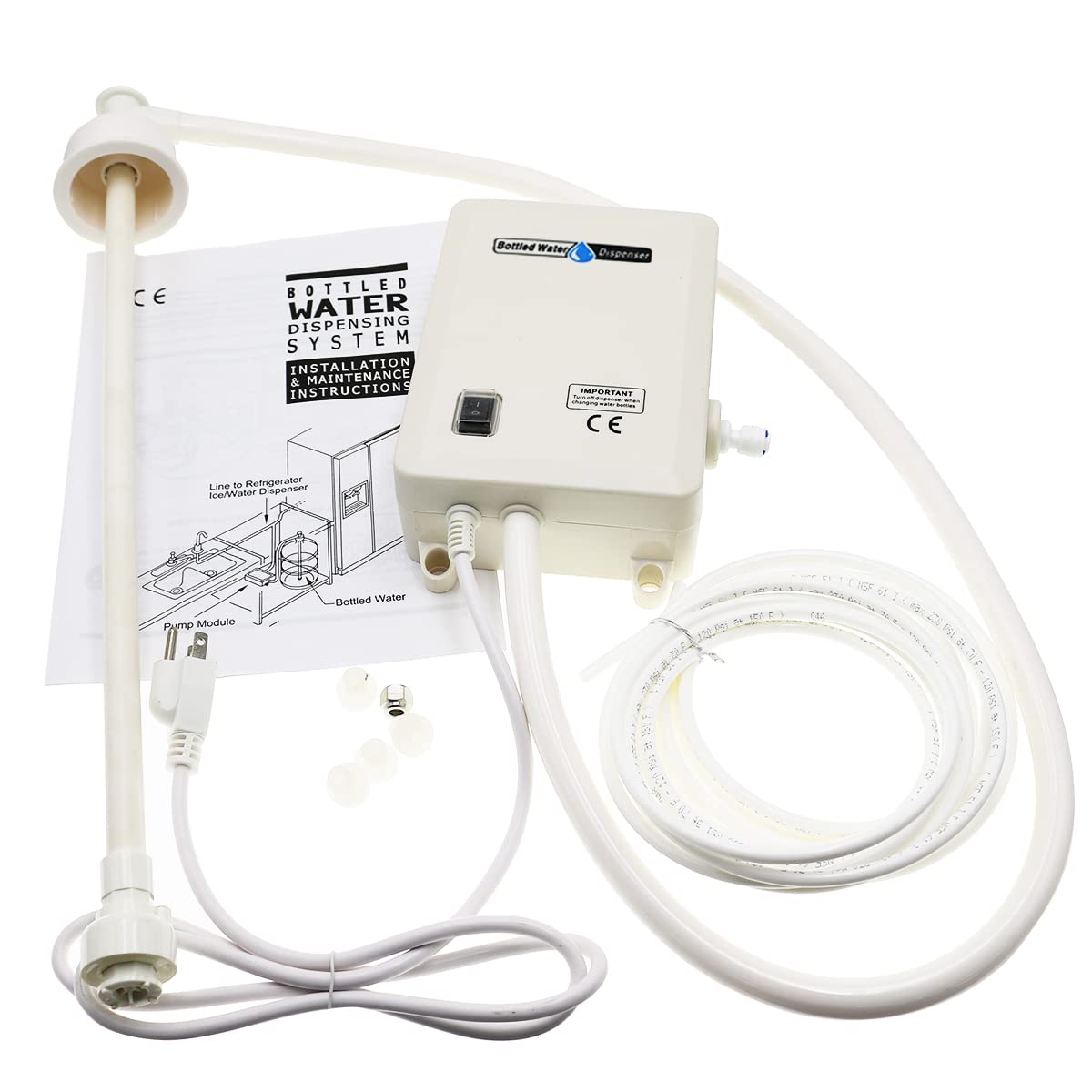 25W Electric Bottled Water Pump System - 2L Flow Single-Tube Dispenser for 5 Gallon Bottles | Perfect for Coffee Makers, Refrigerators, Ice Makers & Faucets | Home, Office & RV Water Dispensing Solution