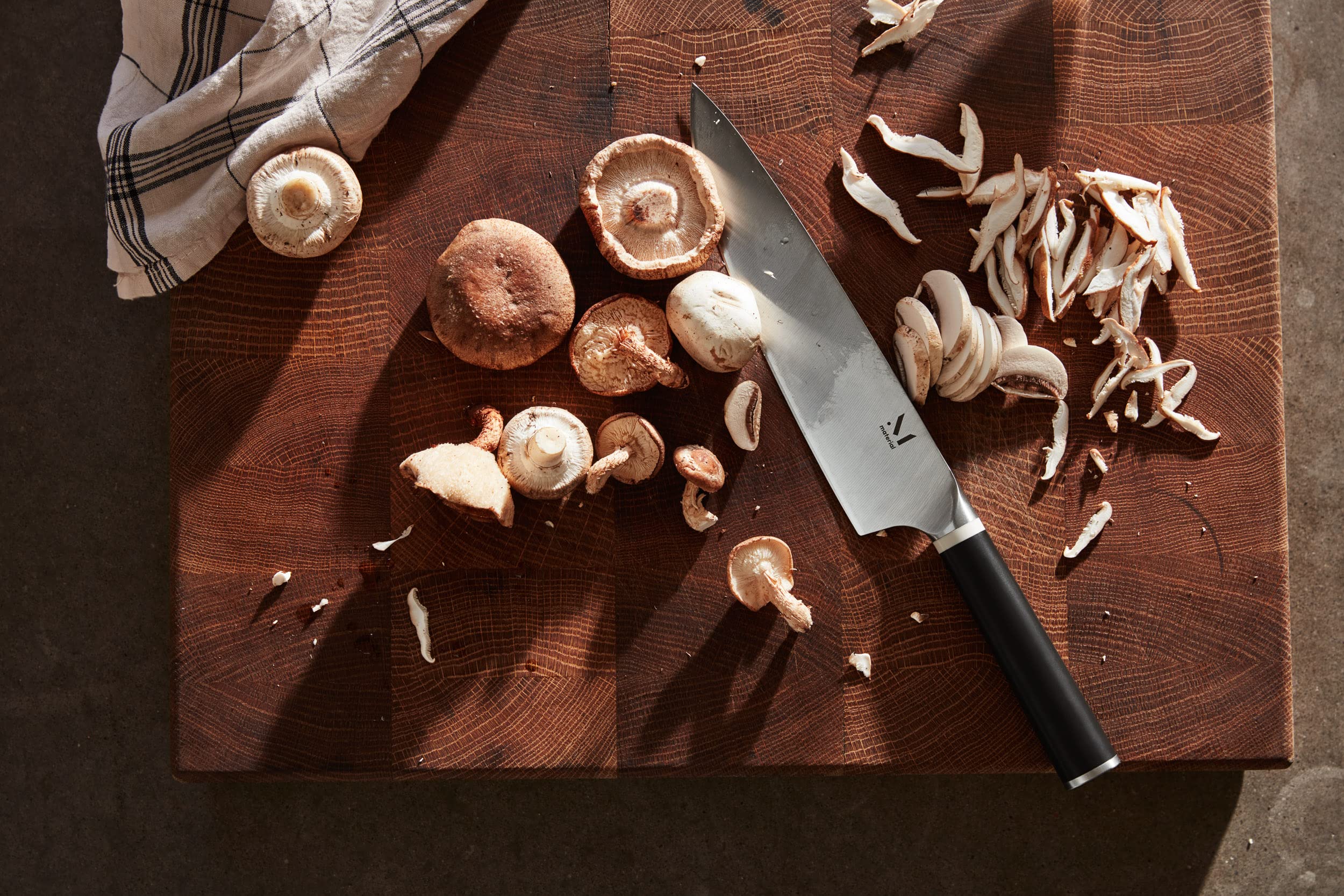 Premium Material Knife Trio Set with Stand - Almost Black & White Ash Wood - Perfect for Home Kitchen, Camping & Outdoor Cooking