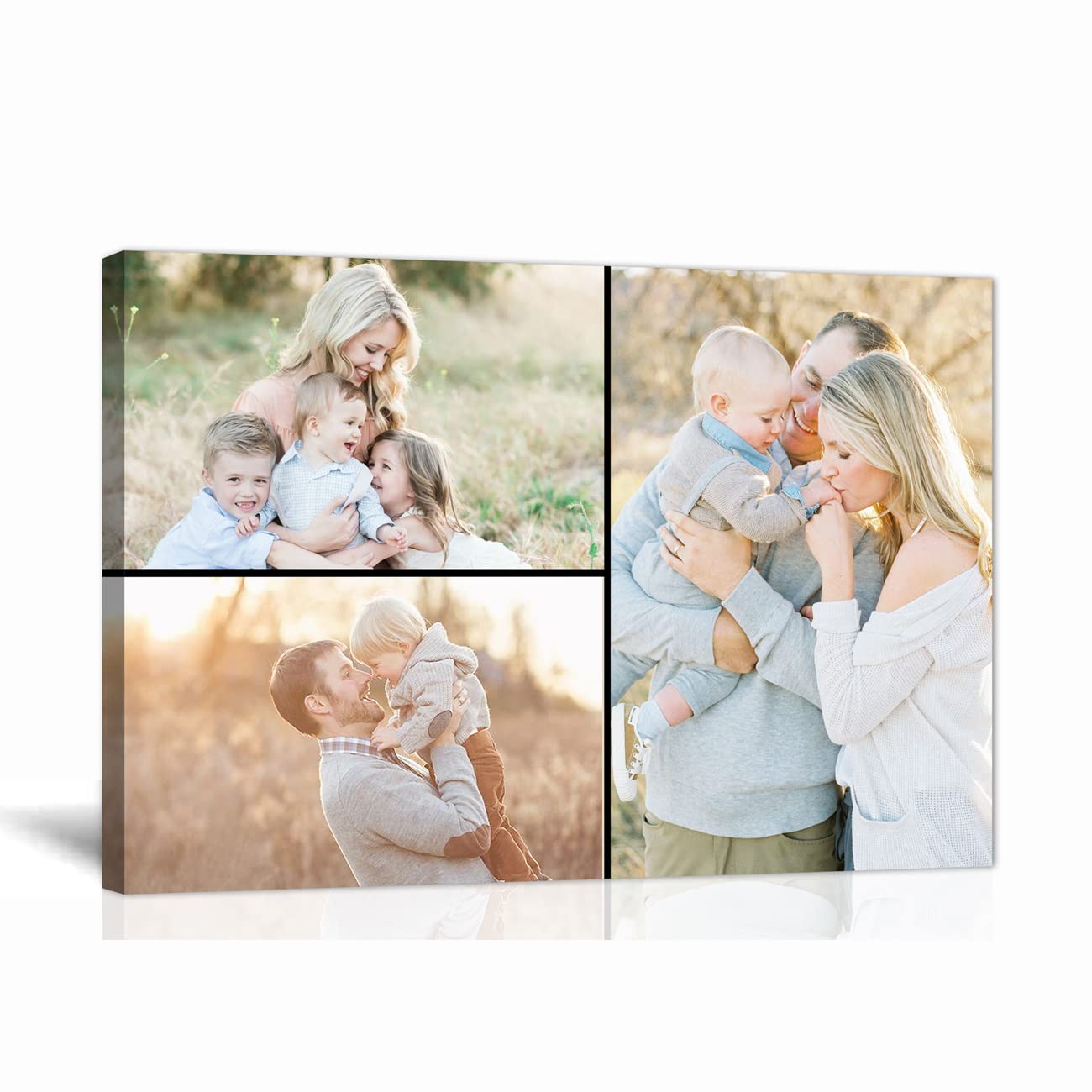 Custom Personalized Canvas Wall Art - 3 Photo Collage Portrait Painting Print - Digital Printed Gift for Home Decor (24