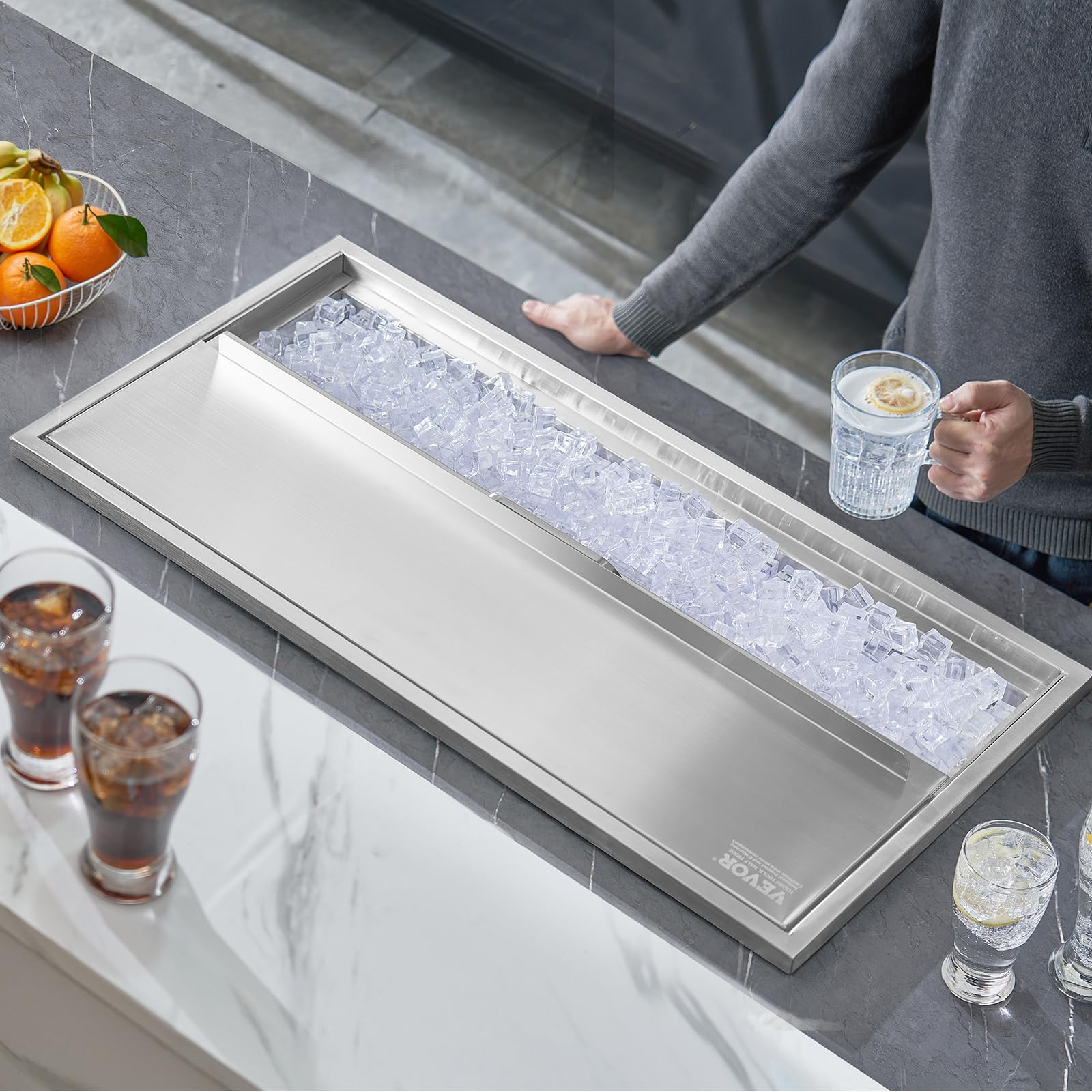 VEVOR 40.9 qt Stainless Steel Drop-In Ice Chest Cooler - 36