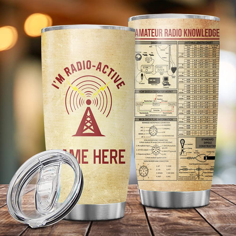 Personalized 20oz Insulated Tumbler Cup for Ham Radio Operators - Custom 'I'm Radio-Active' Design, Leak-Proof Lid for Coffee & Tea - Perfect Gift for Amateur Radio Enthusiasts (Great for Field Operations, Radio Shacks & Daily Commutes)