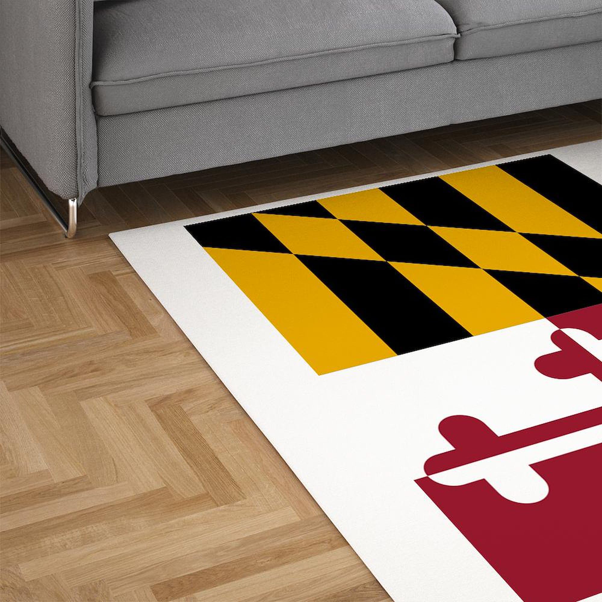 Maryland State Flag 3'X5' Decorative Area Rug - Non-Slip Fabric Throw Rug for Living Room, Bedroom & Dorm Decor