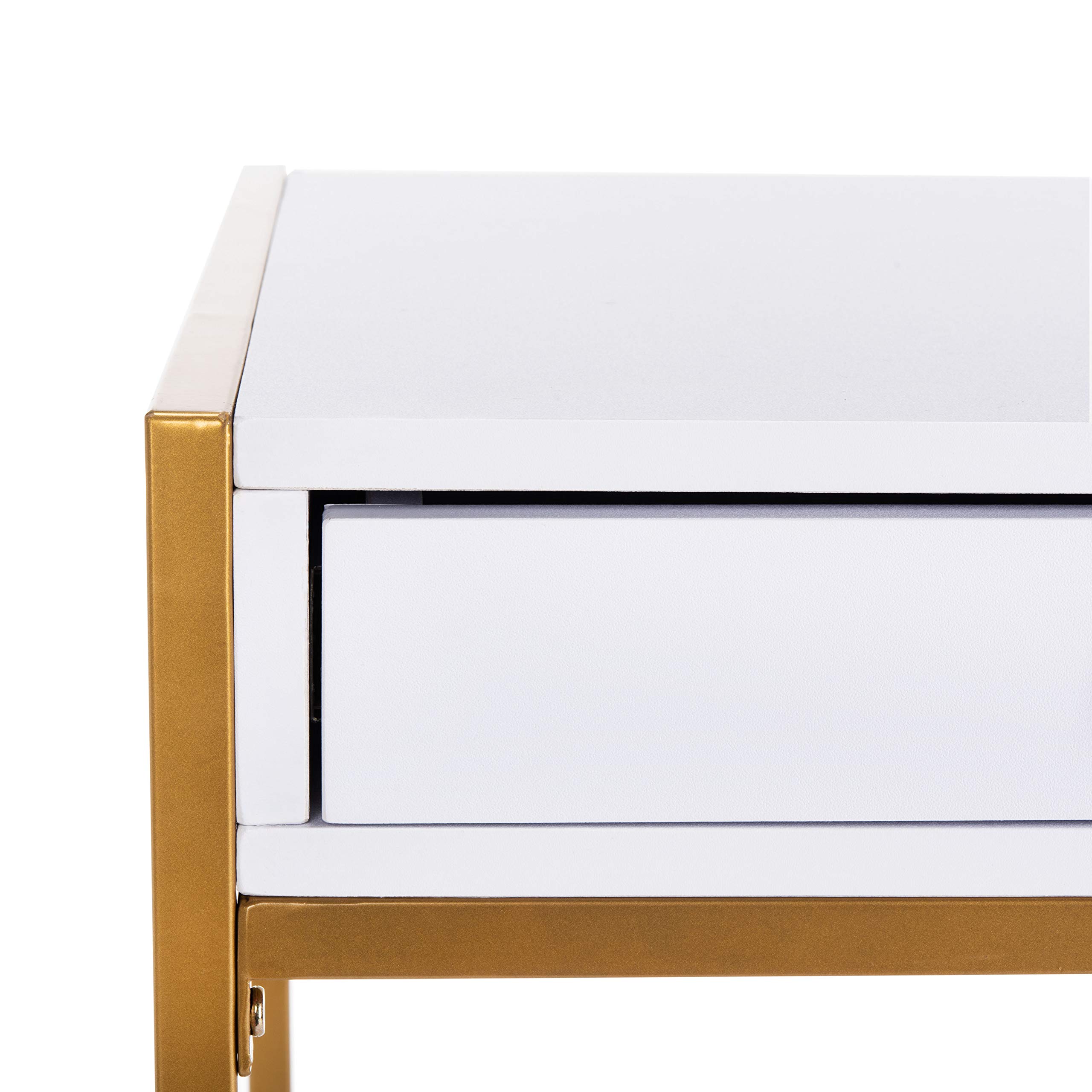 Safavieh Elodie Modern White and Gold 1-Drawer Home Office Desk - Stylish Writing Desk for Small Spaces, Dorm Rooms & Modern Workspaces