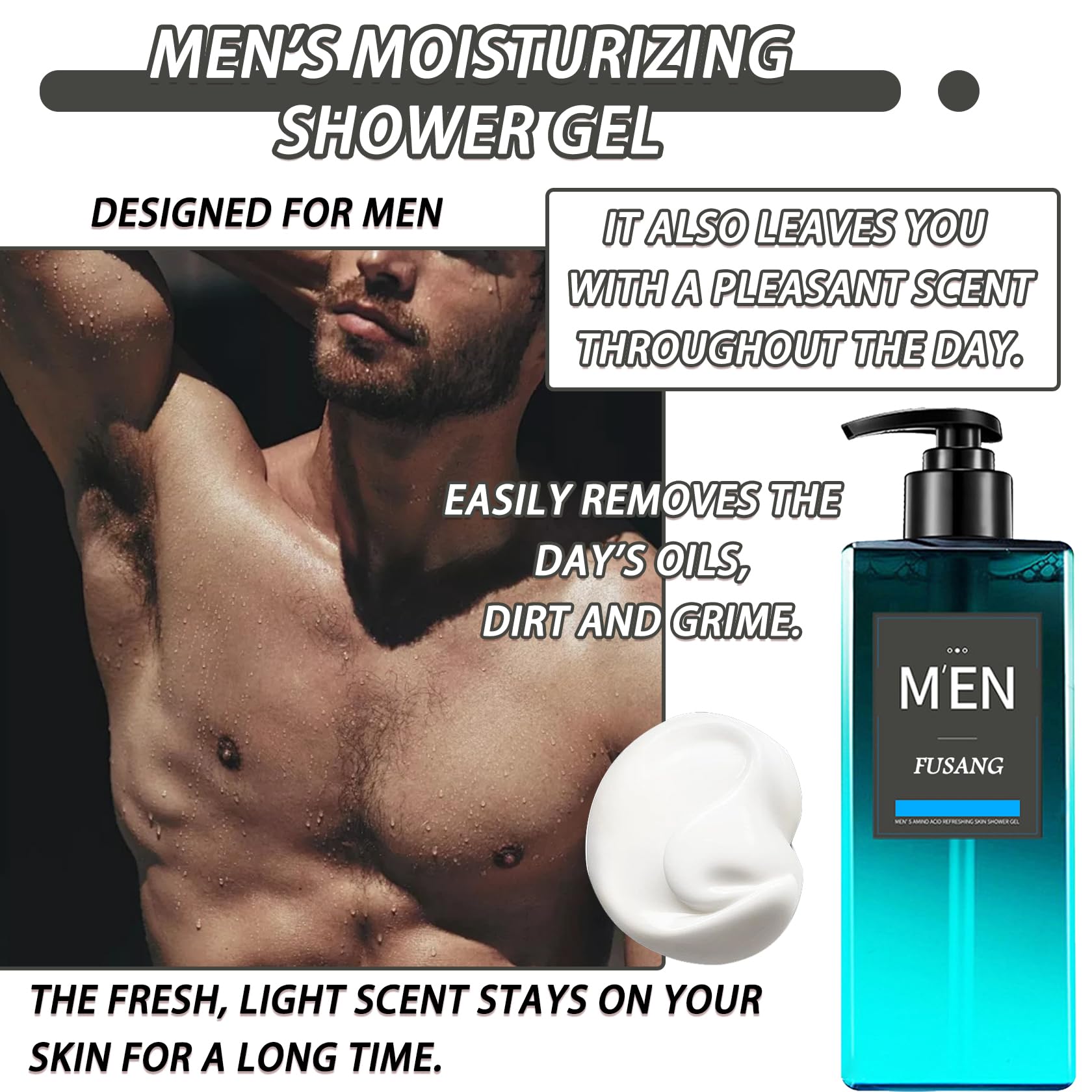 Men's Moisturizing Body Wash 500ml - Hydrating & Refreshing Shower Gel for Dry Skin - Perfect for Daily Use & Post-Workout Shower
