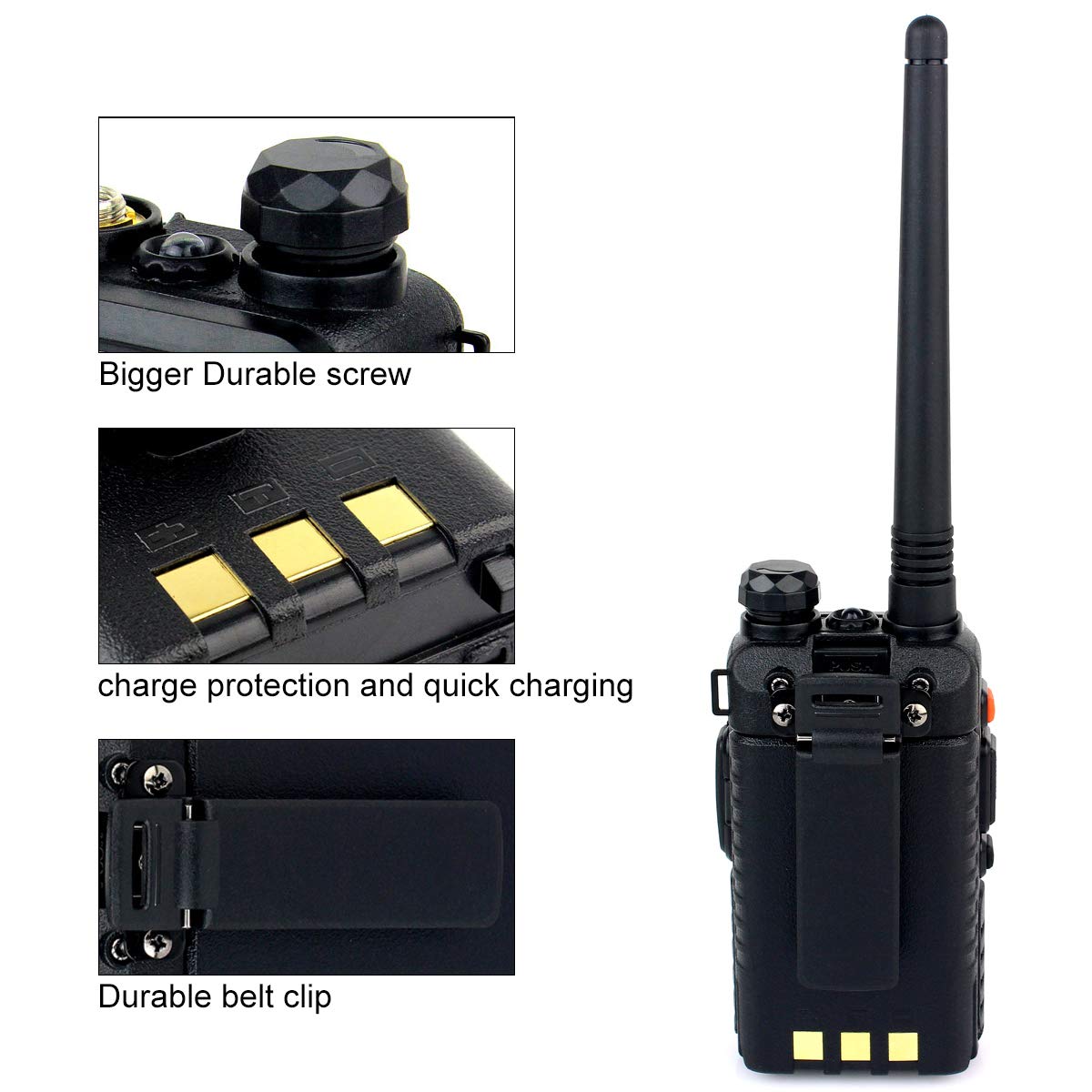 Retevis RT-5R Dual Band Two Way Radio Walkie Talkies for Adults - 4 Pack with Speaker Mic, 1400mAh Rechargeable Battery, Flashlight & SOS Alarm - Ideal for Outdoor Adventures, Hiking, Camping and Emergency Communication