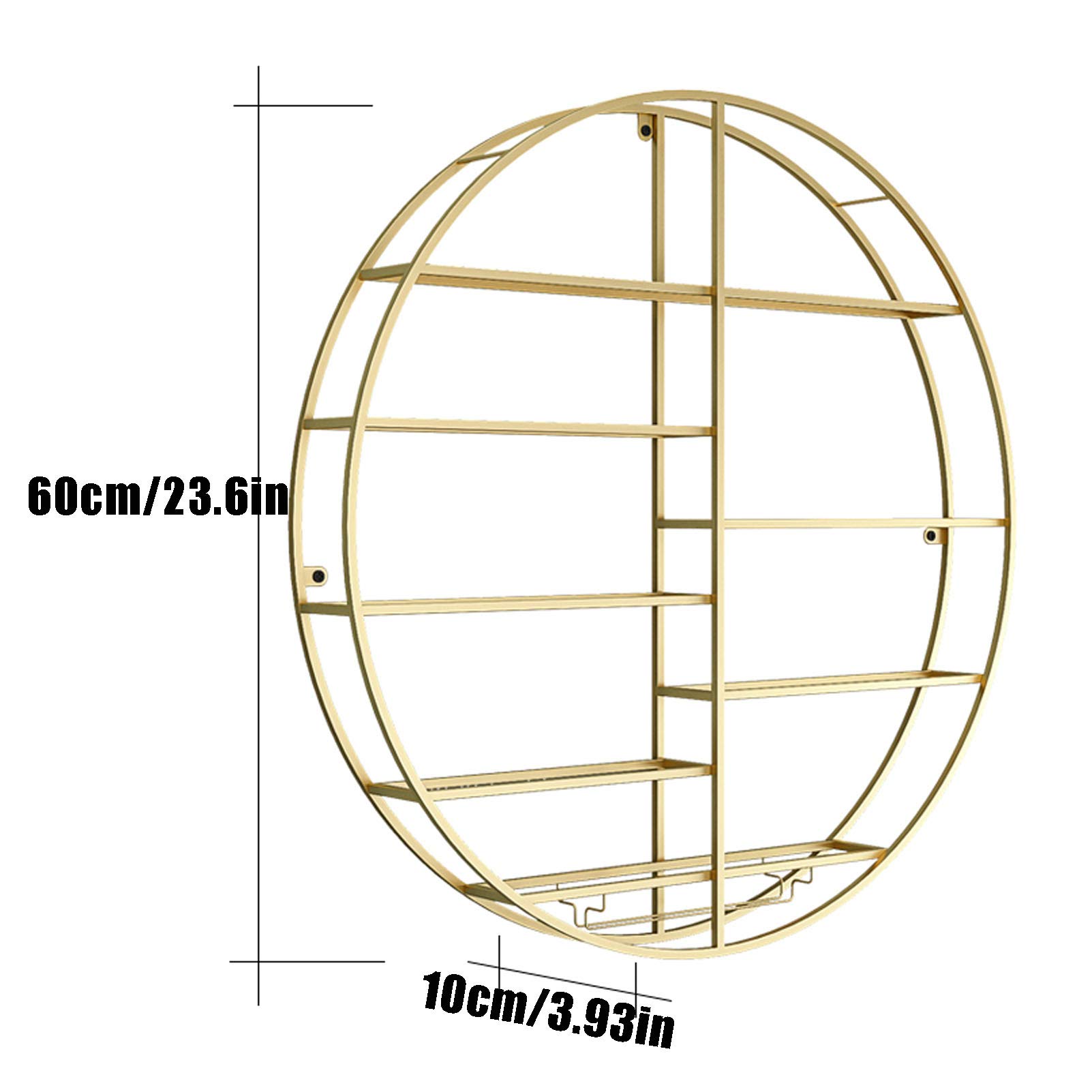 Premium Wall Mounted Wine Rack - Large Capacity Round Display Holder for 12 Bottles & 4 Stem Glasses (Gold/Black, 60-90cm) - Perfect for Kitchen, Dining Room & Home Bar Decor