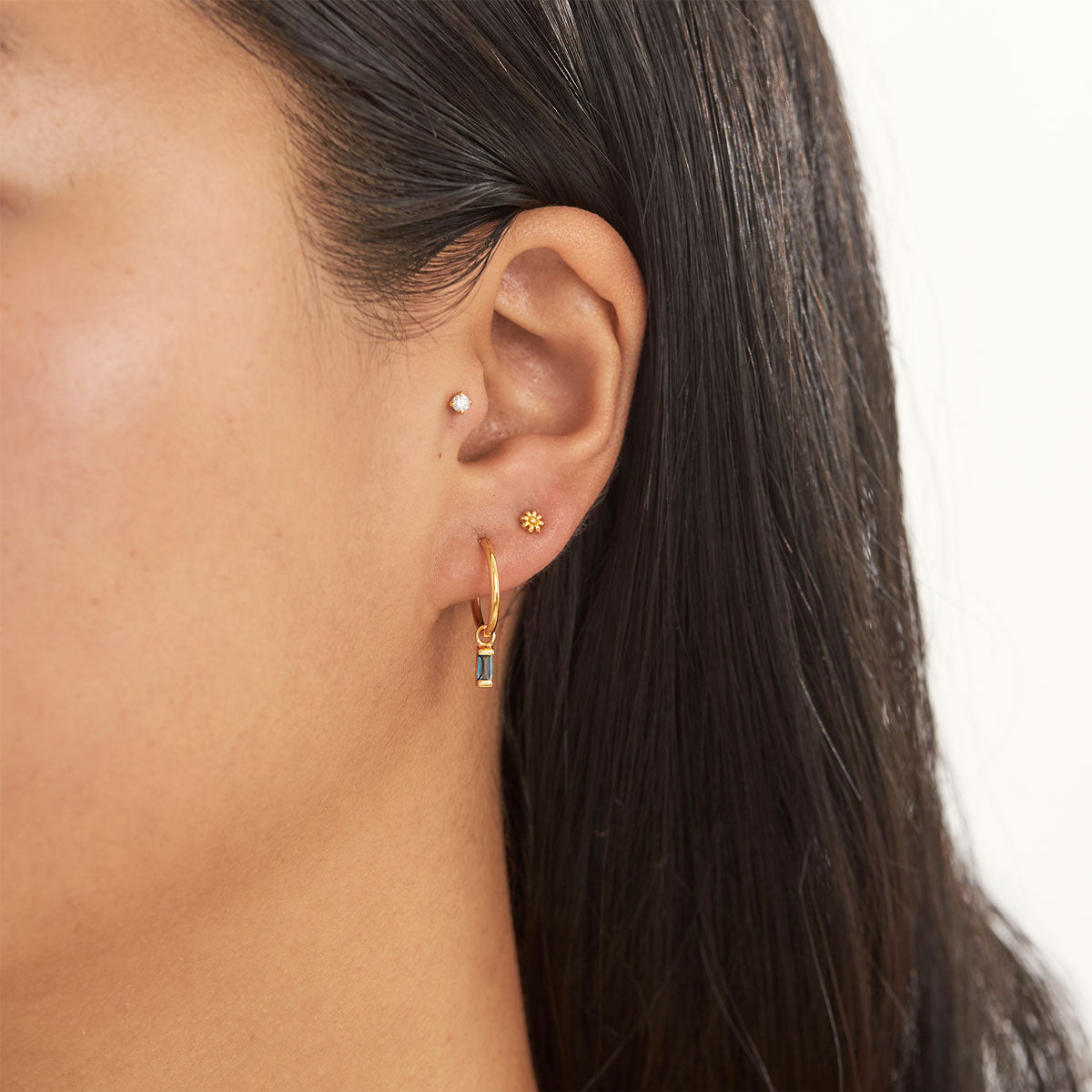 Lumen London Blue Hoop Earrings in Gold - Elegant Statement Jewelry for Women, Perfect for Parties, Weddings & Special Occasions