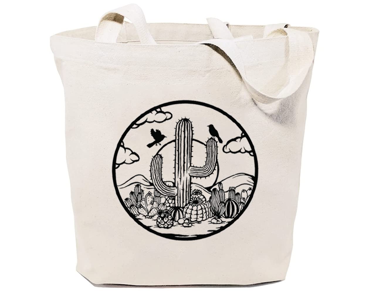 Stylish Desert Cactus Canvas Tote Bag for Women - Eco-Friendly Grocery Shoulder Bag - Perfect for Shopping, Travel & Beach - Cute Gift Idea for Girls & Nature Lovers