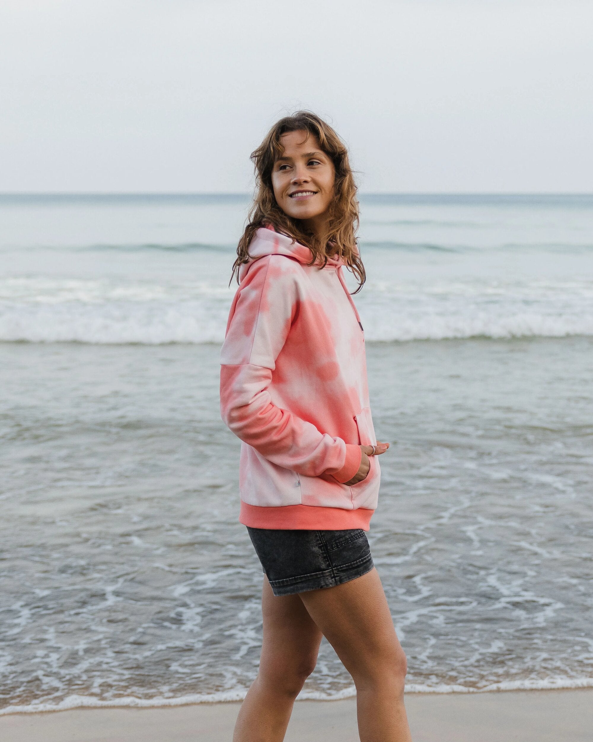 Printed Hoodie for Women | Tie Dye Shell Pink Sweatshirt | Casual Streetwear, Loungewear & Outdoor Activities