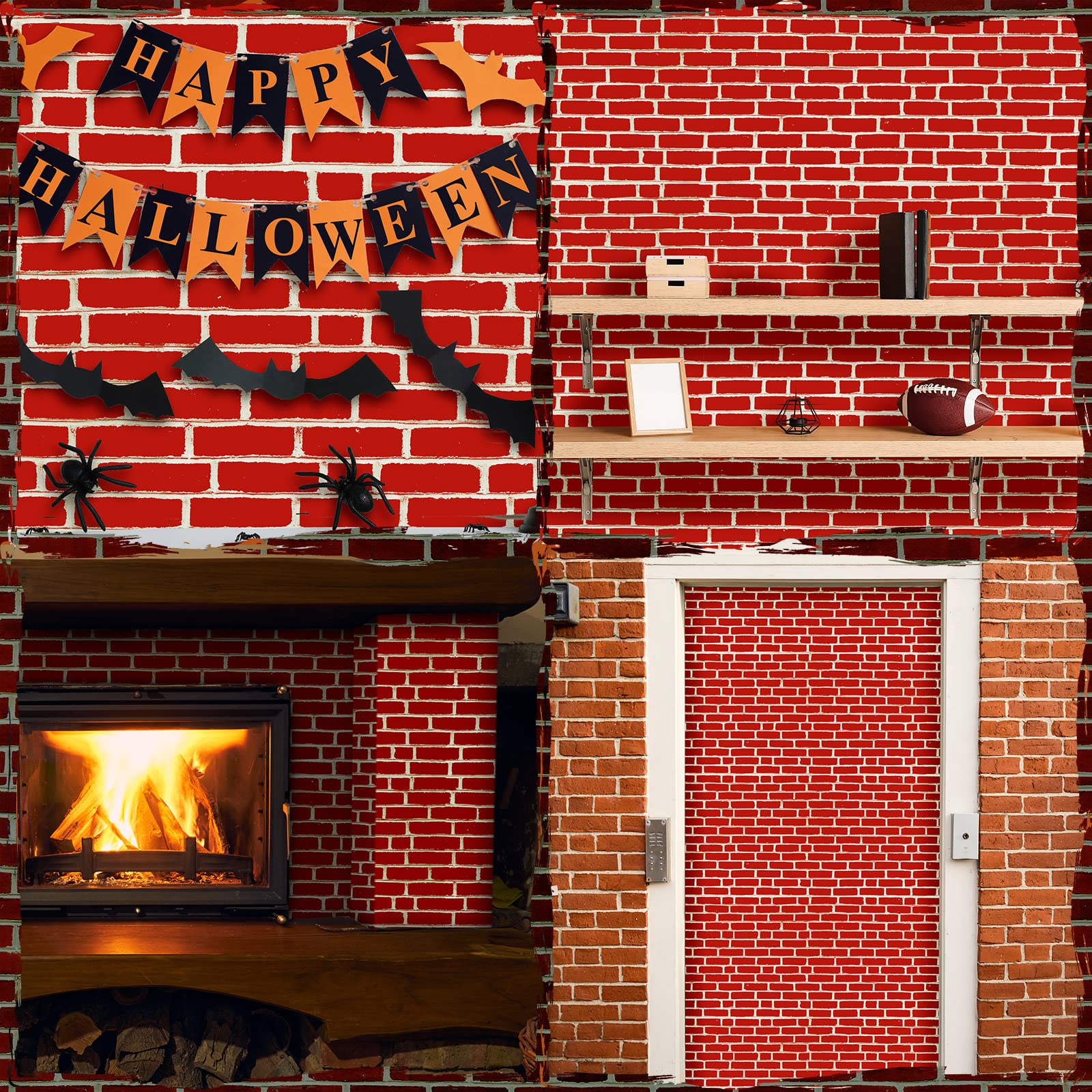 Chumia 6-Pack Brick Pattern Tablecloth & Wall Backdrop - 54 x 108 Inch Brick Stone Wall Decor for Birthday Parties, Fireplaces, Chimneys, Photo Booths & Home Decor
