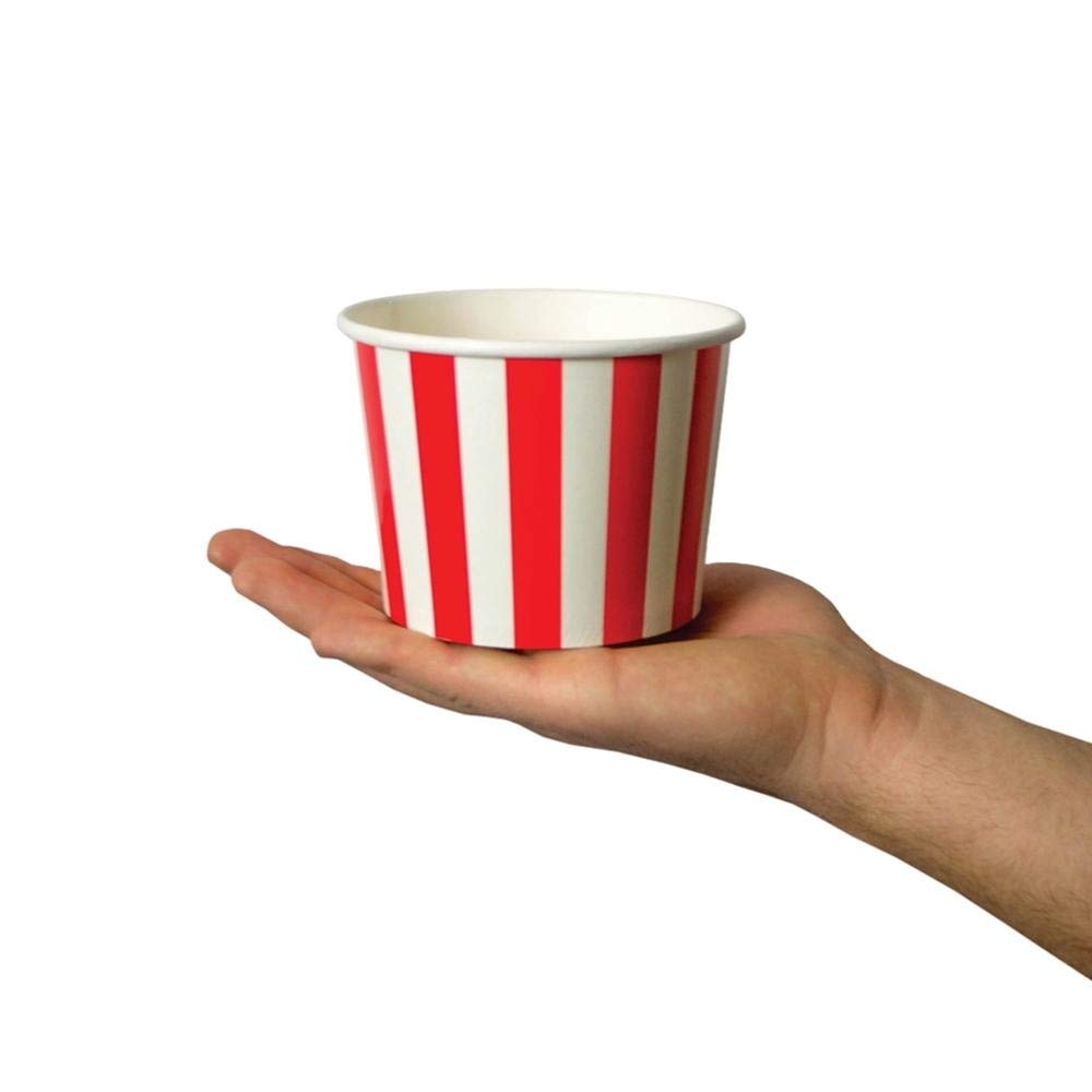 UNIQ 1000-Count 16 oz Red Striped Disposable Paper Ice Cream Bowls | Hot & Cold Food Dessert Bowls for Ice Cream, Frozen Yogurt, Pudding | Perfect for Ice Cream Shops, Parties, Catering & Home Use