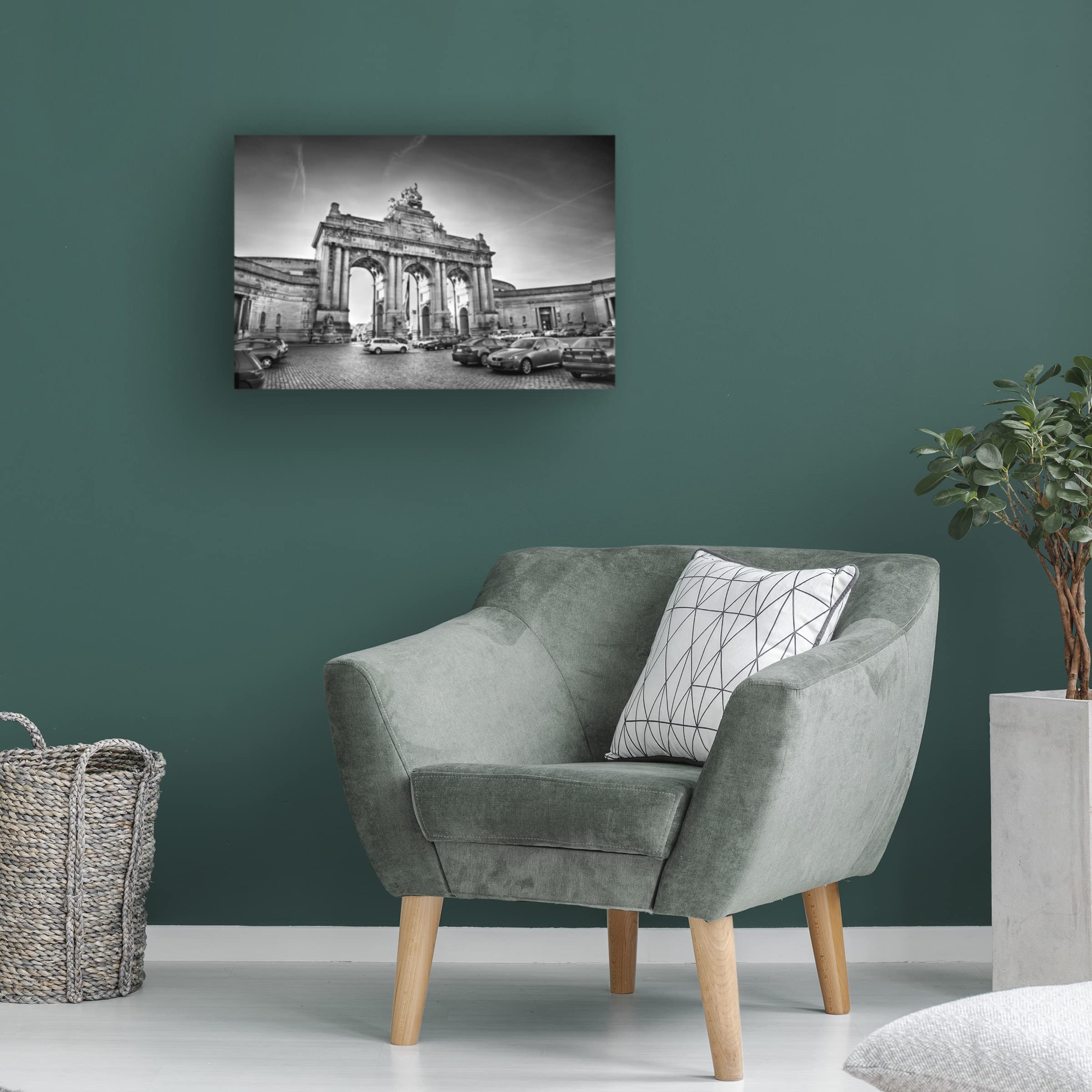 Ben Heine 'Black And White Plaza' Canvas Wall Art Print - Modern Abstract Cityscape Painting for Living Room, Office & Home Decor