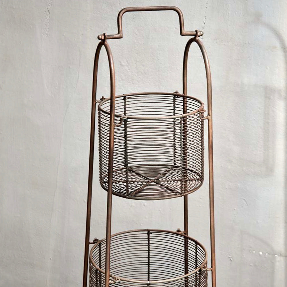 3-Tier Metal Storage Stand - Vintage Brass Finish | Kitchen, Bathroom & Office Organizer for Spices, Toiletries & Supplies