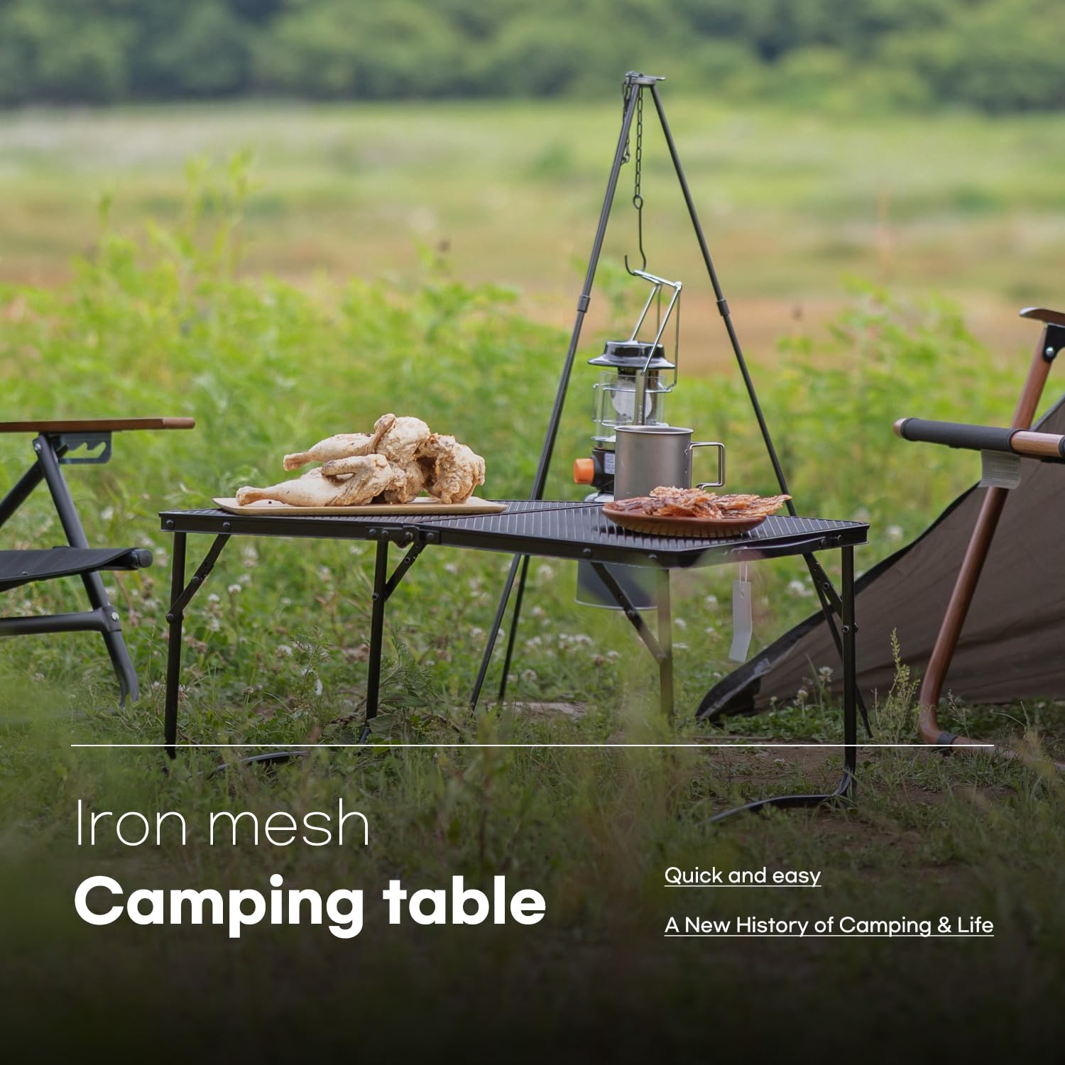 Portable Folding Grill Table - Lightweight Outdoor Camping Cooking Table with Mesh Desktop & Carry Handle - Perfect for BBQ, Picnic, Tailgating & Backyard Parties