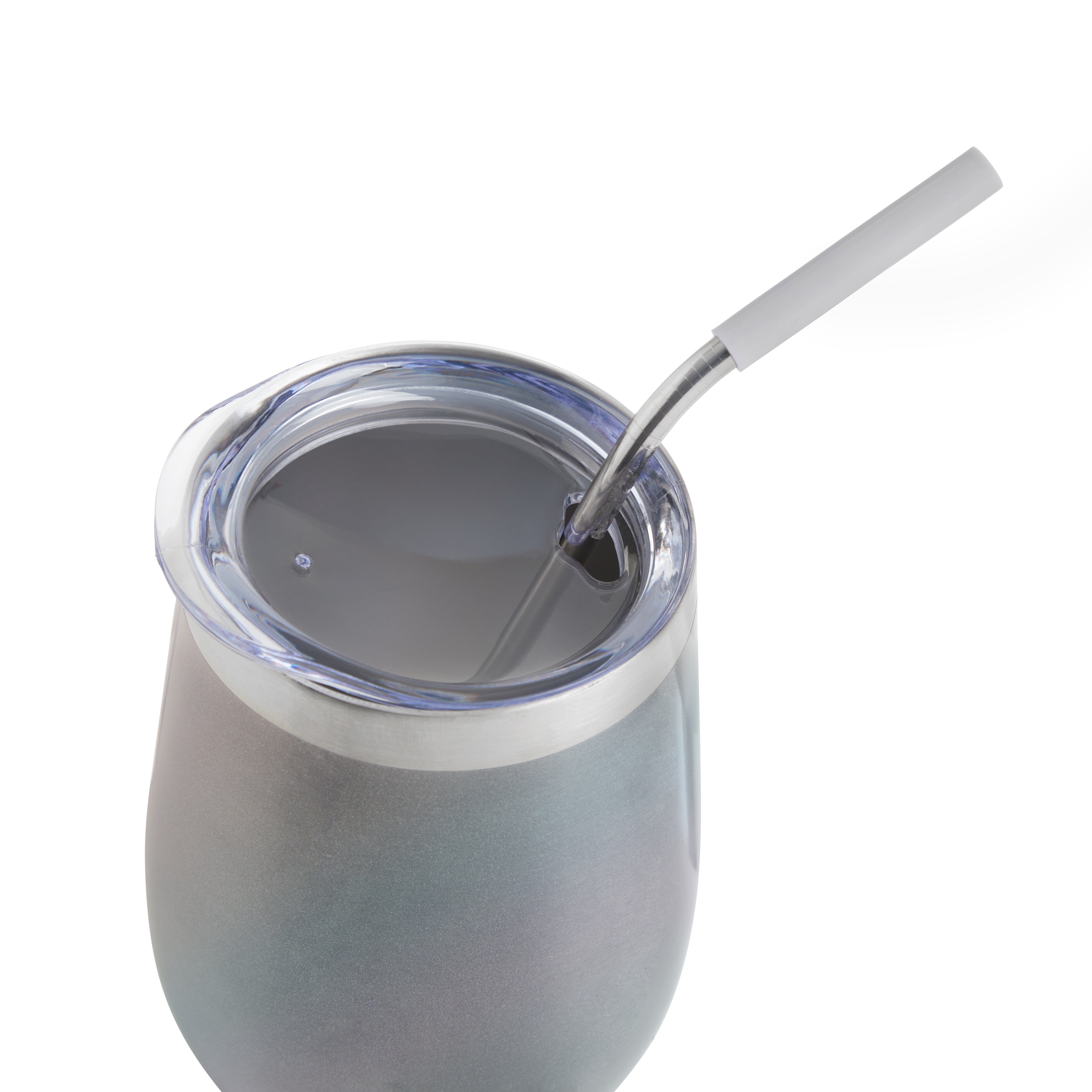 17 oz Stainless Steel Straw Wine Tumbler with Lid - Insulated Double Wall Vacuum Cup for Chilled Cocktails, Iced Coffee & Outdoor Parties - BPA Free Leakproof Travel Mug