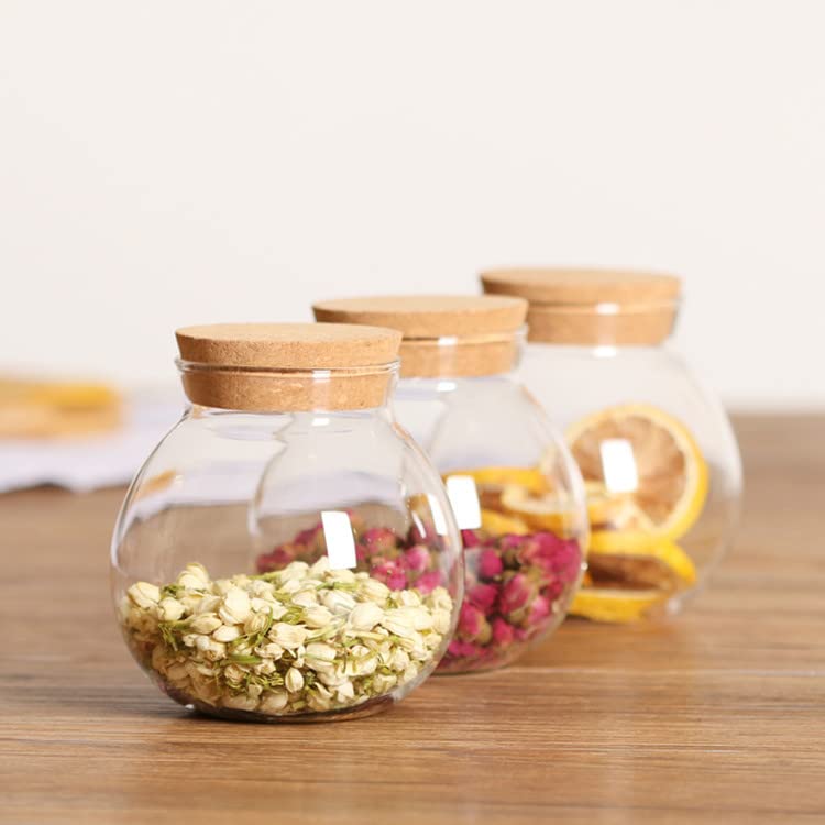 500ml Empty Round Airtight Glass Jars with Cork Lids - Multifunctional Storage Containers for Dry Food, Cookies, Snacks, Tea, Nuts, Coffee Beans, Sugar & Candy | Perfect for Kitchen Pantry Organization, DIY Gift Packaging & Home Decor
