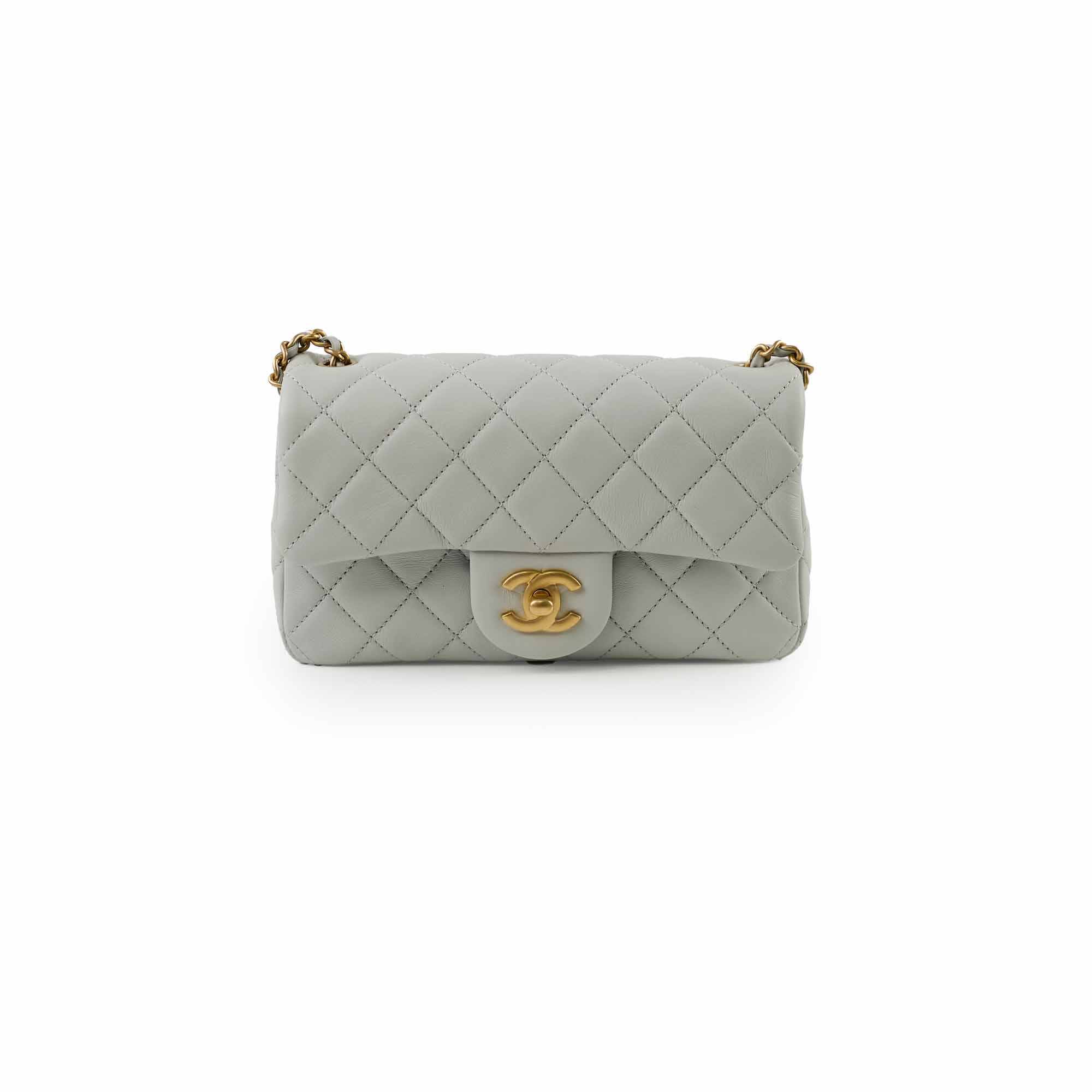 Chanel Mini Rectangular Pearl Crush Bag in Light Grey - Elegant Crossbody Purse for Women, Perfect for Parties, Dates & Everyday Use